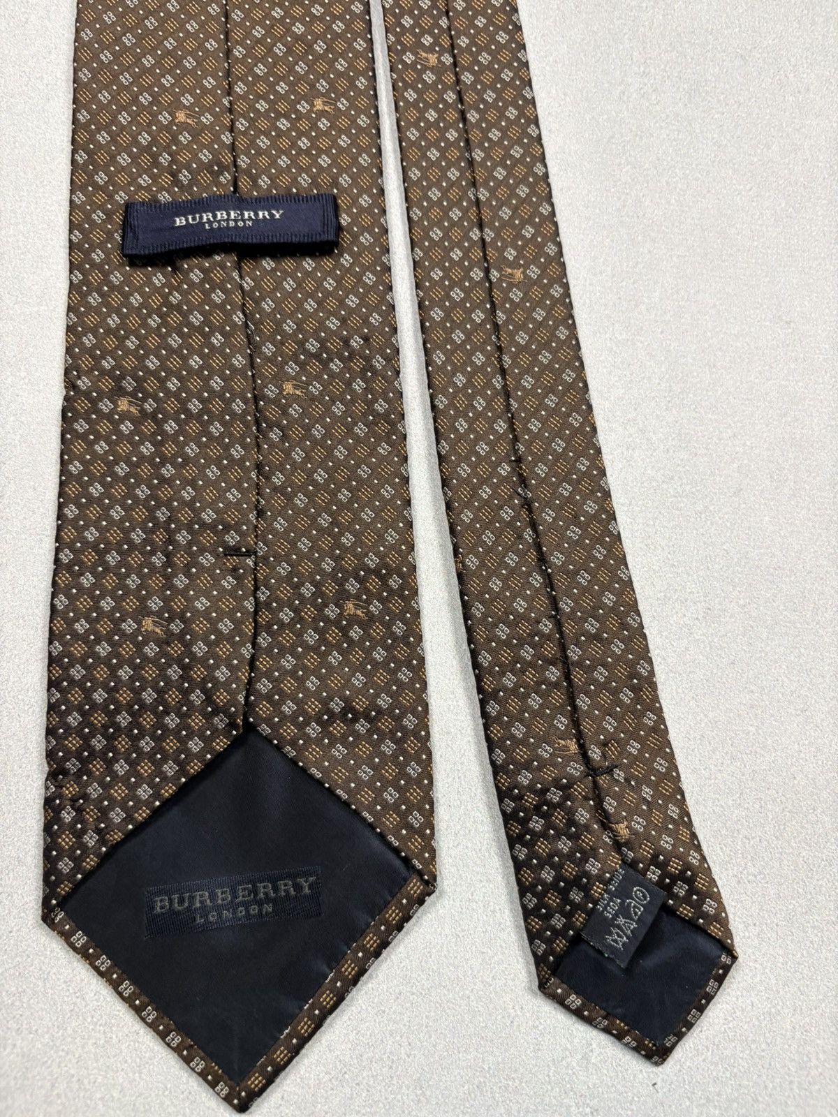 Burberry Burberry London Brown Silk Tie Monogram Pattern Vintage Size ONE SIZE - 19 Thumbnail