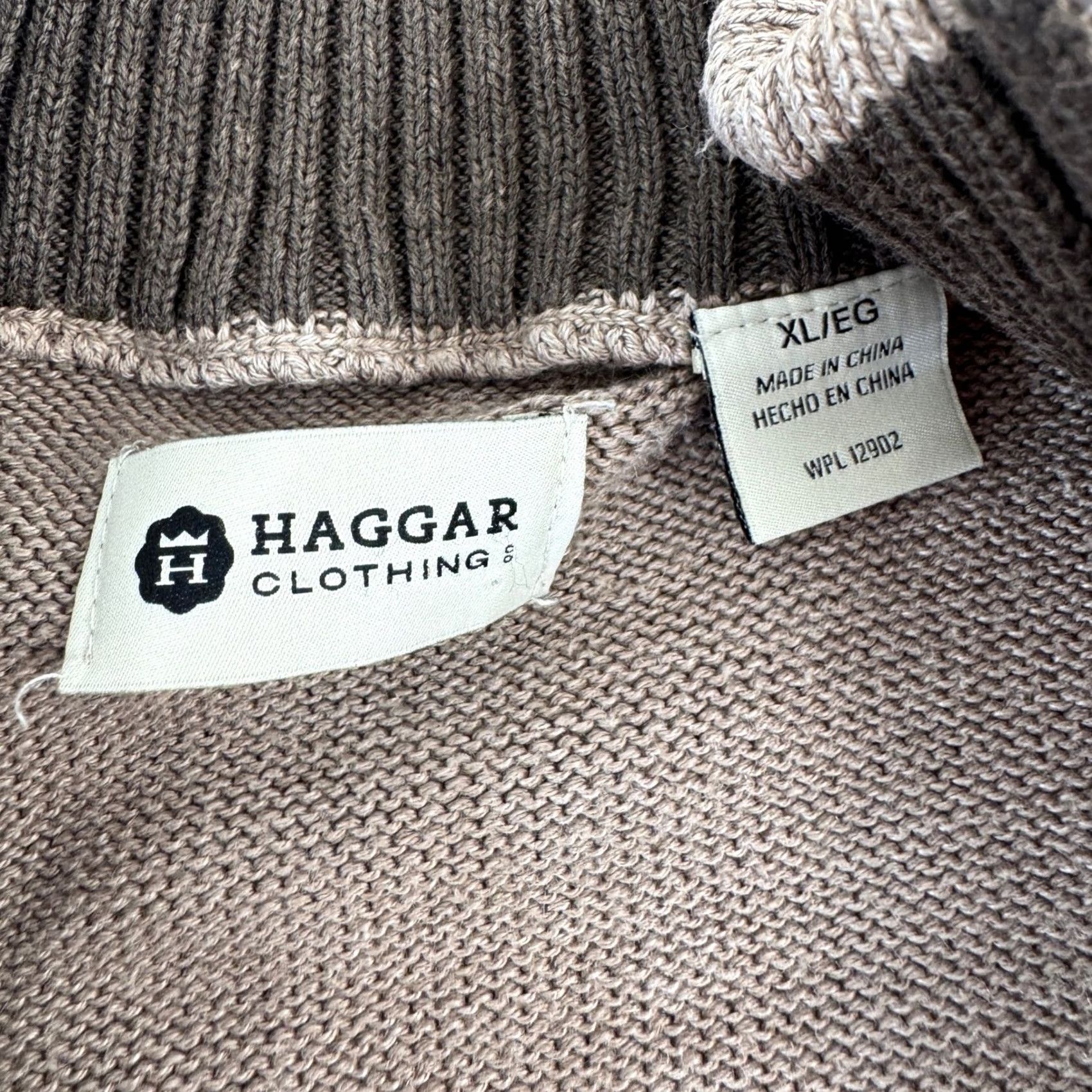Haggar Haggar Mens XL Taupe Brown 1/4 Zip Cotton Blend Pullover Sweater HGHF7S6005 Size US XL / EU 56 / 4 - 3 Thumbnail