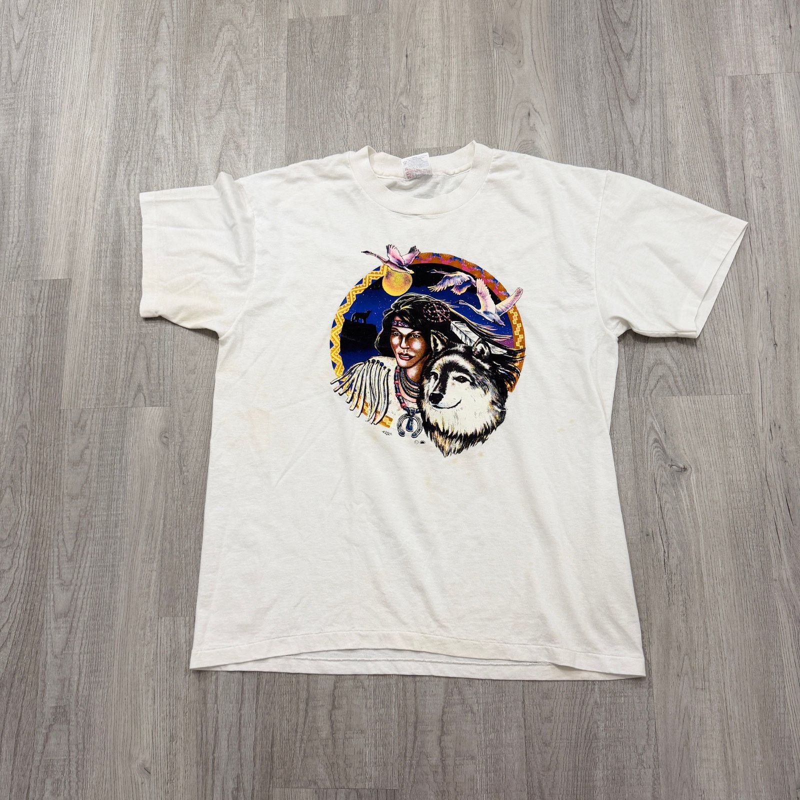 Vintage Vintage Native American Shirt Size Large Wolf Tribal 90s Size US L / EU 52-54 / 3 - 1 Thumbnail