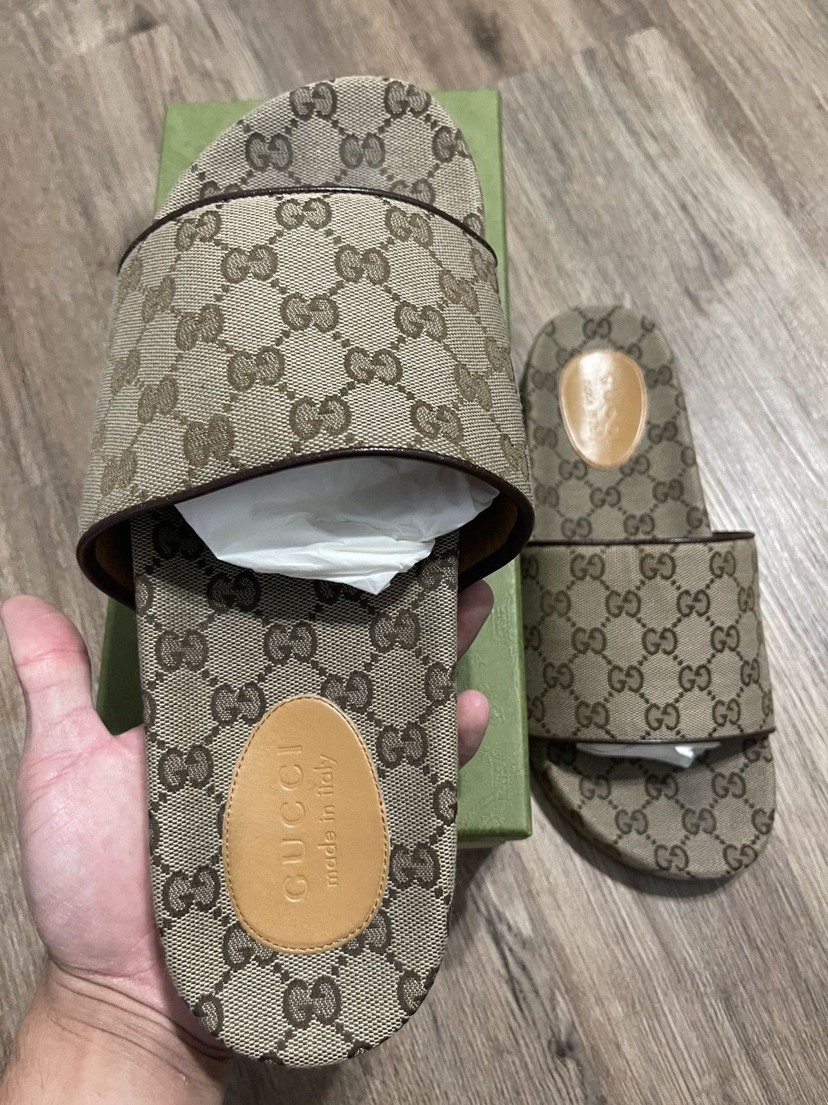 Gucci Gucci GG Slide Beige Canvas Size US 10 / EU 43 - 3 Thumbnail