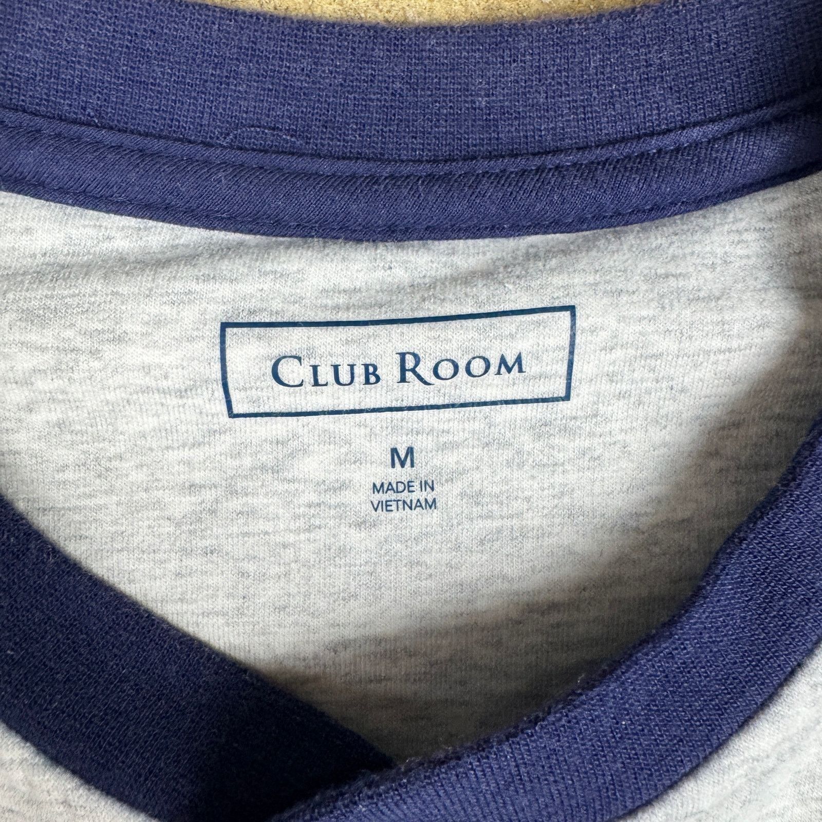 Club Room Henley Sweatshirt Men’s M Gray Navy Yellow Striped Retro Size US M / EU 48-50 / 2 - 6 Thumbnail