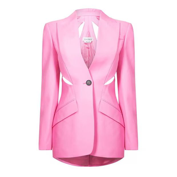 o1g2r1mq0824 Slashed Single Breasted Blazers in Pink