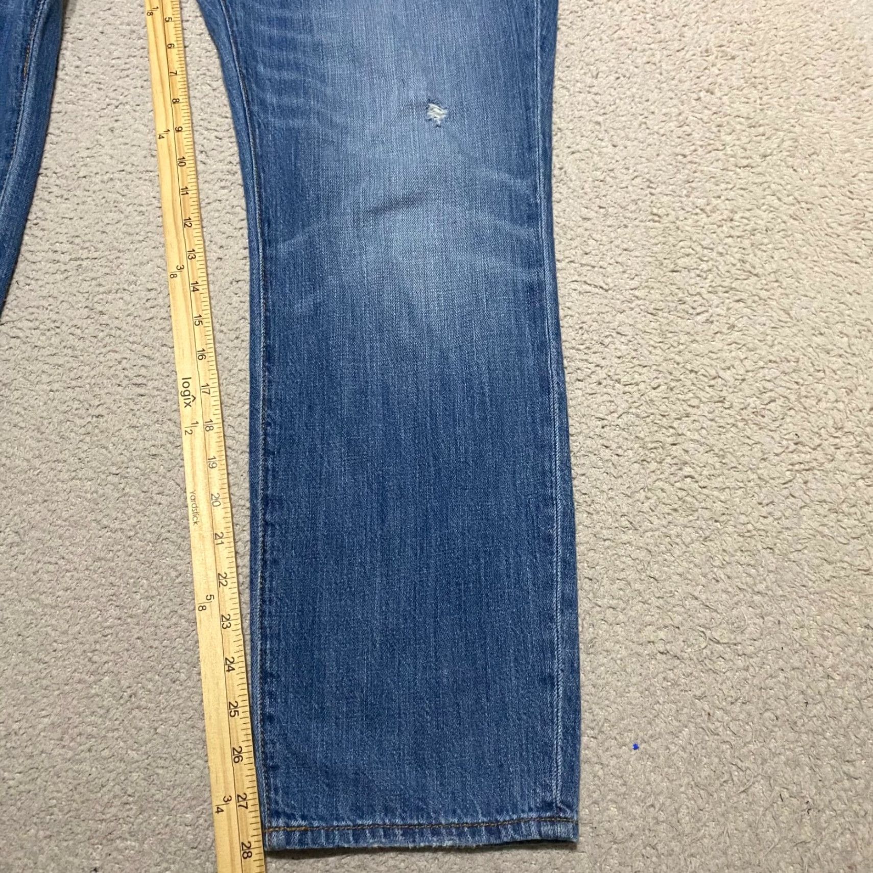 AG Jeans Jag Jeans Womens Jeans 10 Blue Denim Medium Wash Distressed Carter Girlfriend Straight Size 32" / US 10 / IT 46 - 6 Thumbnail