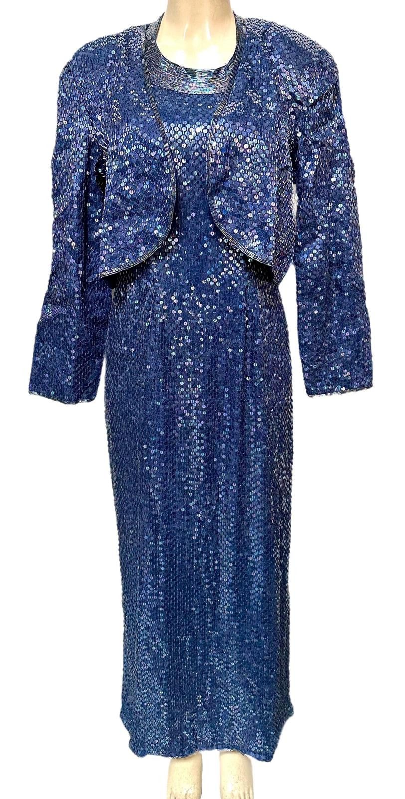 Sequin Dress Navy with Matching Coat size 16