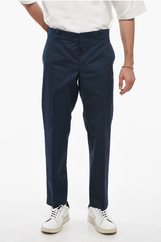 image of Prada Twill Cotton Chinos Pants With Belt Loops in Blue, Men's (Size 34)