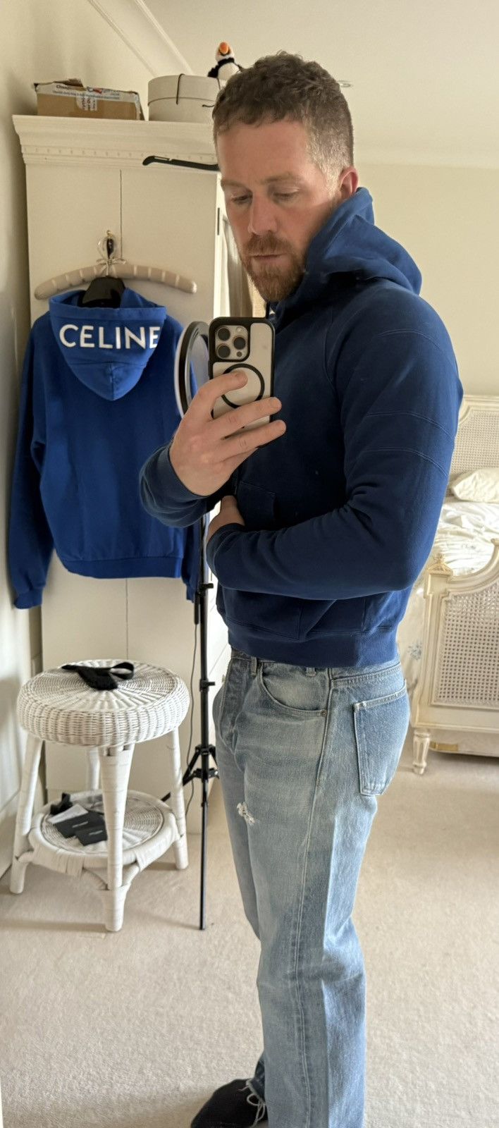 Saint Laurent Paris $1.5k FW23 Saint Laurent logo blue hoodie Grail L Size US L / EU 52-54 / 3 - 5 Thumbnail
