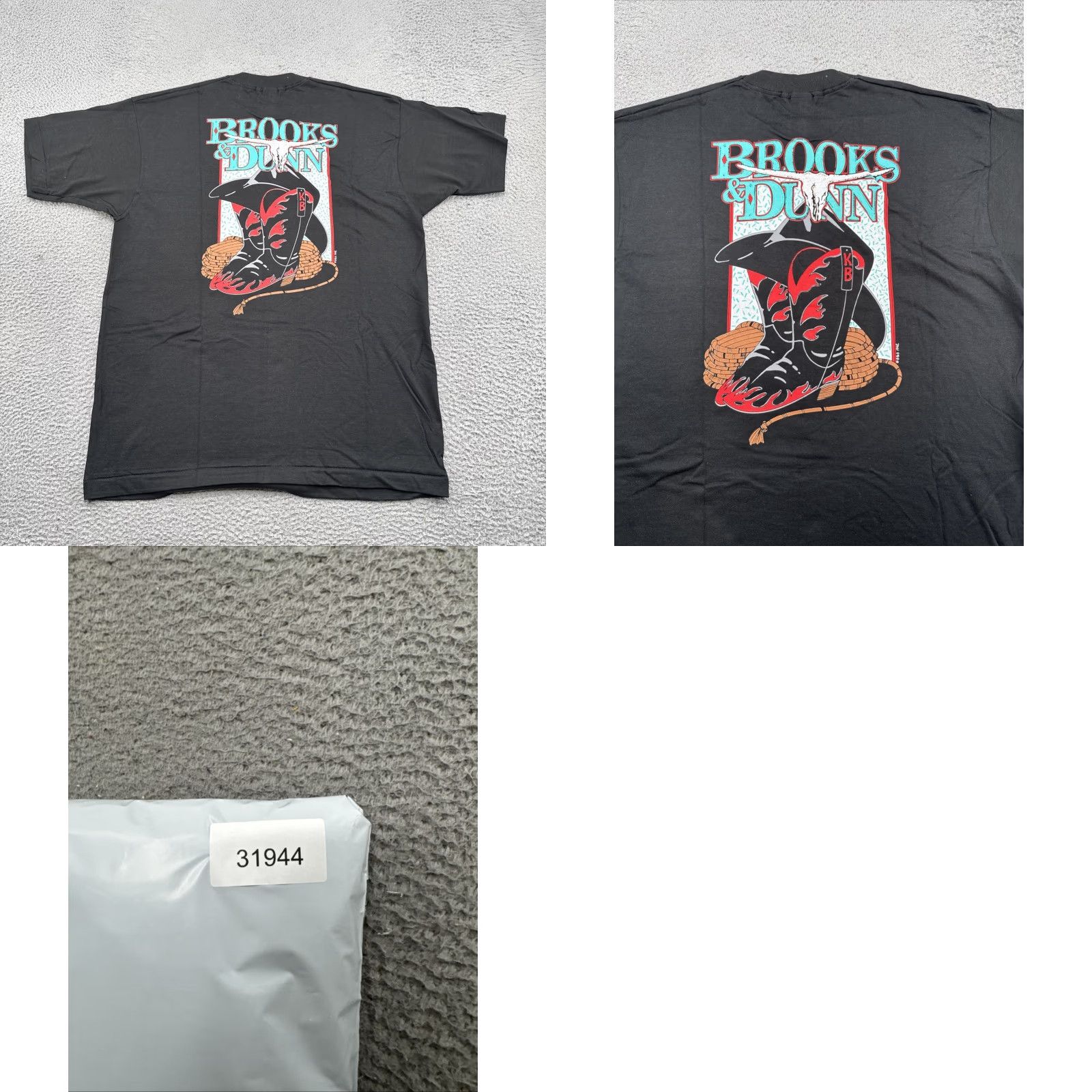 Fruit Of The Loom VTG Brooks & Dunn Boot Scootin Boogie Shirt XL Black Cotton Short Sleeve Crew Neck Men T-Shirt Double-Sided Band Graphic Print United States Size US XL / EU 56 / 4 - 8 Thumbnail