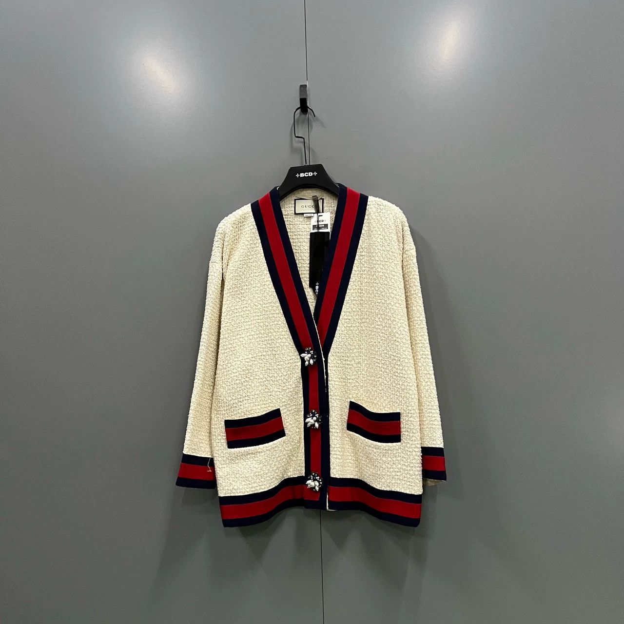 Gucci Gucci Colorblock Trim V-Neck Cardigan Size S / US 4 / IT 40 - 1 Thumbnail