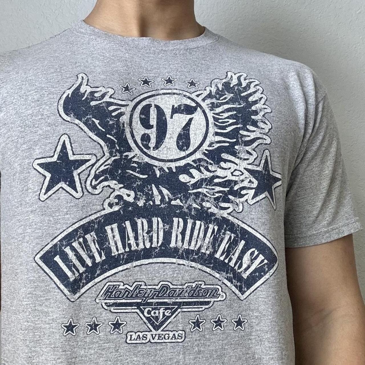 Harley Davidson × Vintage Vintage Harley Davidson Cafe 1997 Graphics Grey Tee Shirt Size US L / EU 52-54 / 3 - 1 Thumbnail