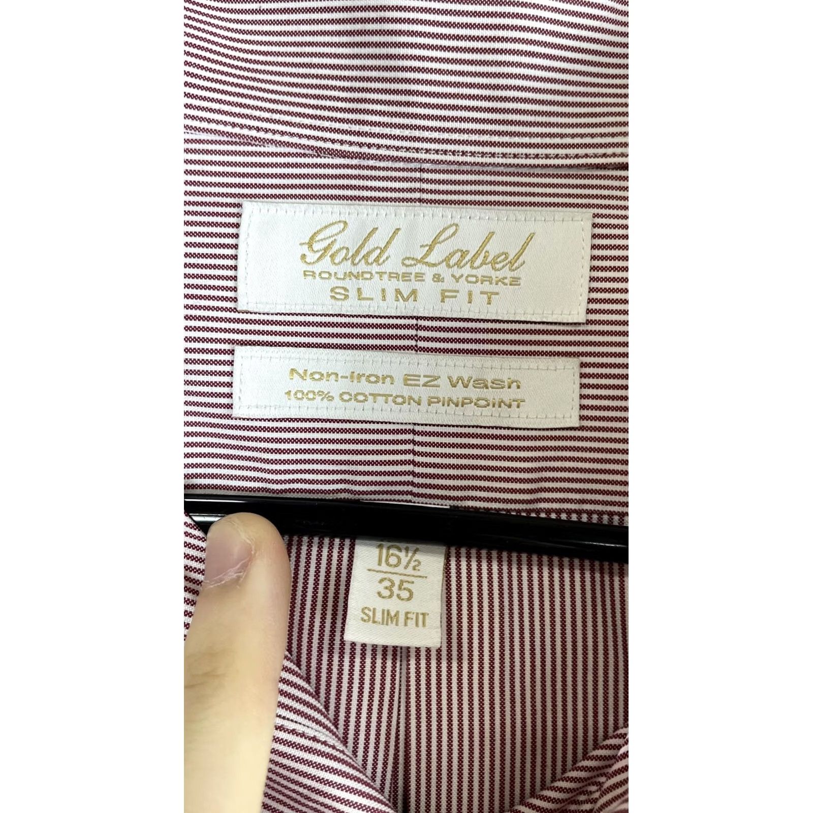 Roundtree & Yorke Roundtree & Yorke Gold Label Shirt Mens Slim Red Stripe Non Iron 16.5 34/35 Size US XL / EU 56 / 4 - 2 Thumbnail