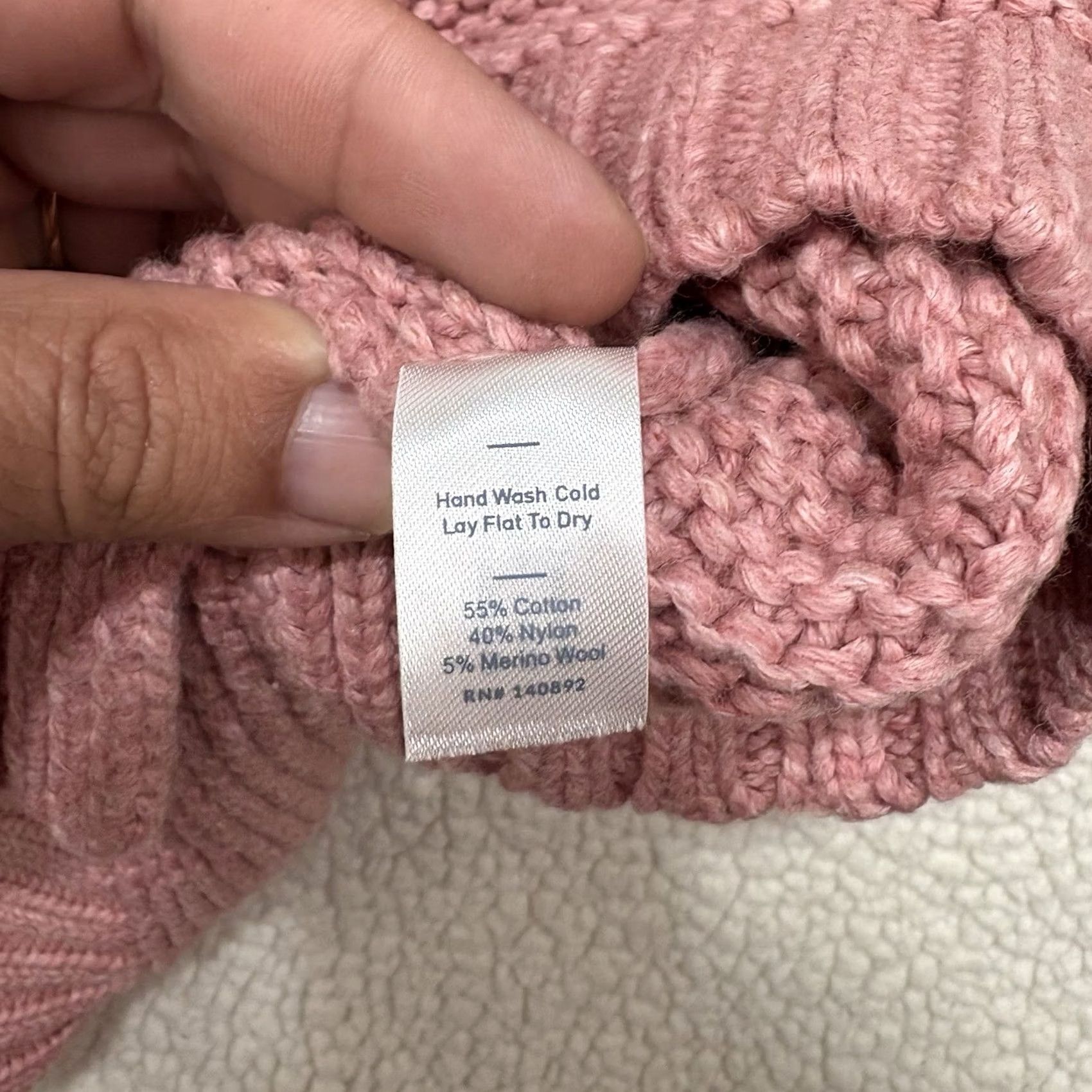 Marine Layer Marine Layer Womens XS Chunky Knit Ash Rose Merino Wool Sweater Size XS / US 0-2 / IT 36-38 - 4 Thumbnail