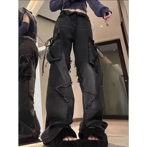 Jean Black Denim Cargo Jeans Size 28" / US 6 / IT 42 - 7 Thumbnail