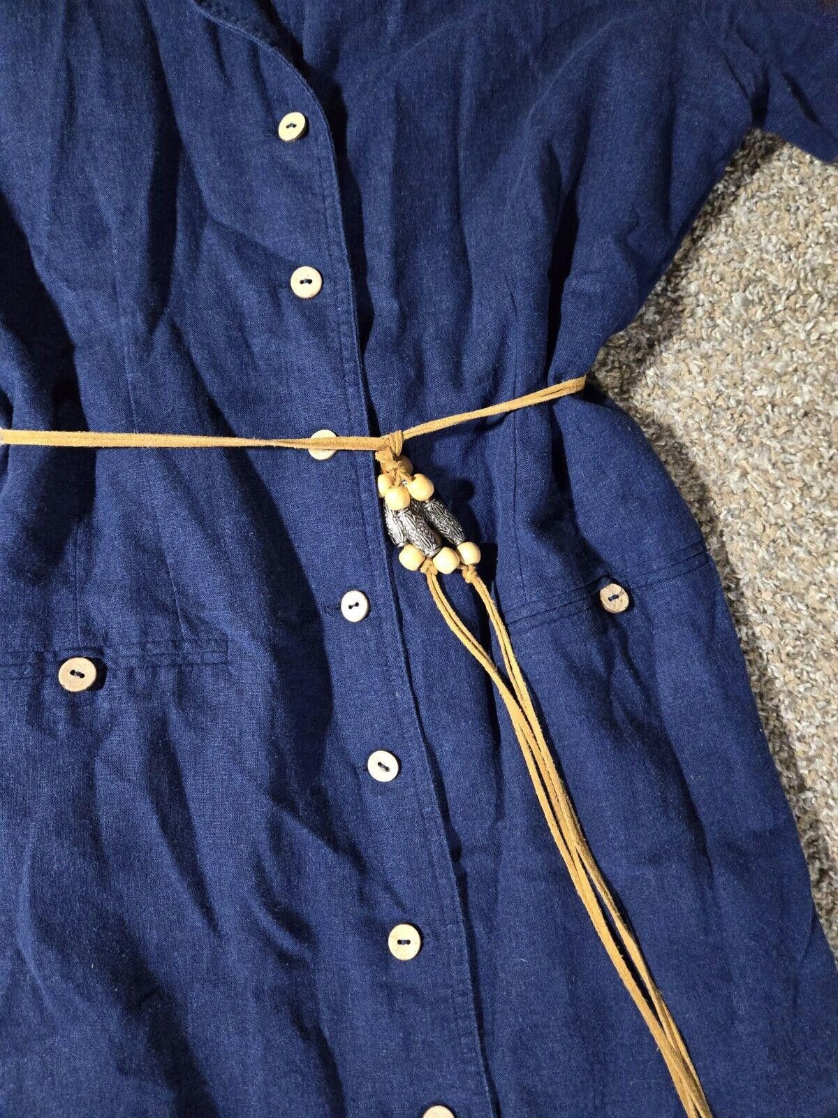 Designer Karin Stevens Vintage Button Dress With Belt sz 8 Size M / US 6-8 / IT 42-44 - 3 Thumbnail