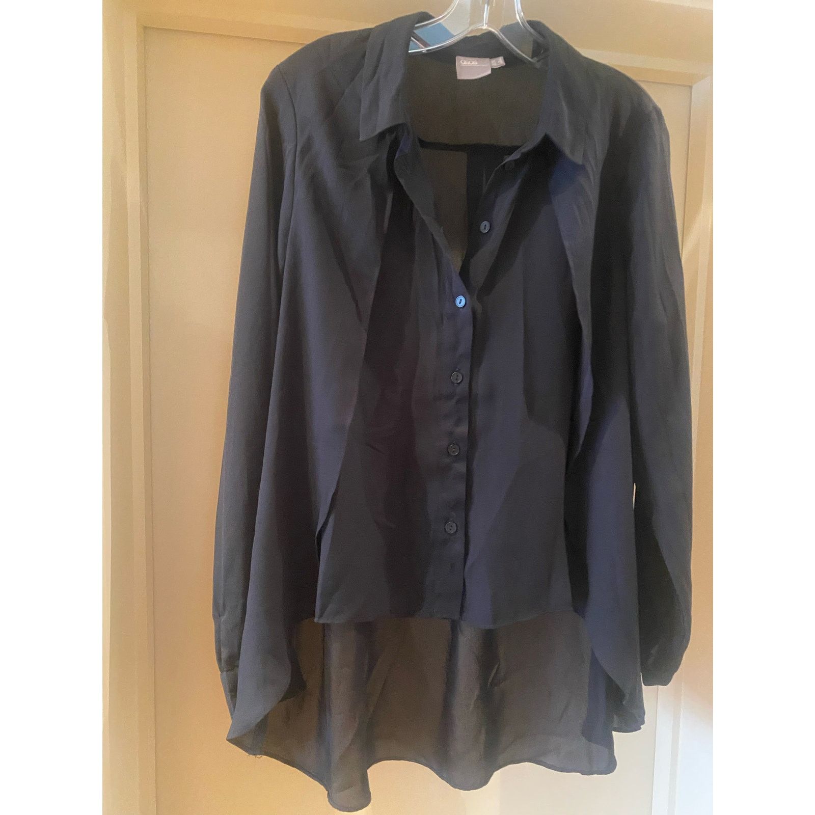 Asos ASOS Dip Hem Long Sleeve Black Blouse Size M / US 6-8 / IT 42-44 - 3 Thumbnail