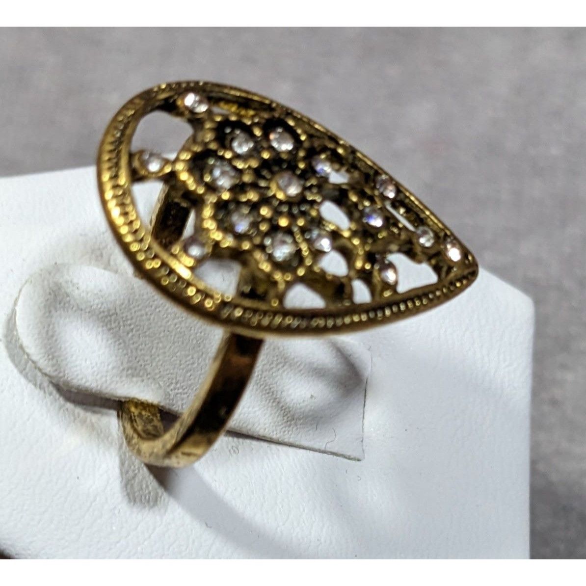 Other Bohemian Glam Teardrop Rhinestone Gold Tone Ring Size 8 Size ONE SIZE - 6 Thumbnail