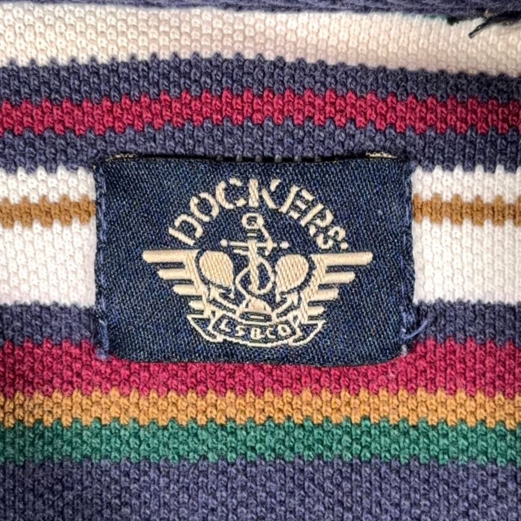 Dockers VINTAGE Dockers Polo Shirt Shirt Adult MEDIUM Blue White Green Gold Striped Logo 80s Mens Size US M / EU 48-50 / 2 - 4 Thumbnail