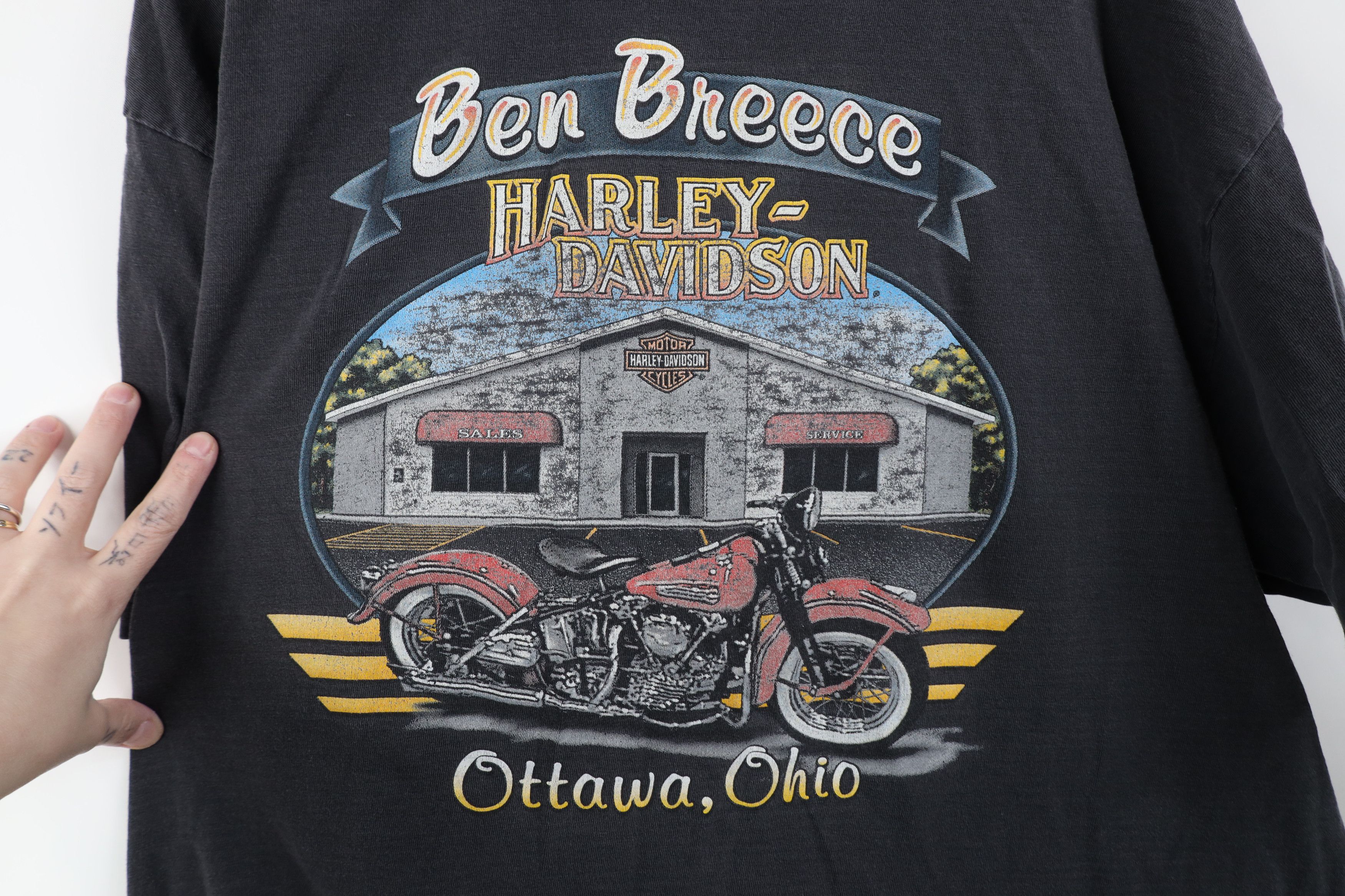 Harley Davidson Vintage 90s Harley Davidson Spell Big Logo T-Shirt Black USA Size US XXL / EU 58 / 5 - 10 Thumbnail