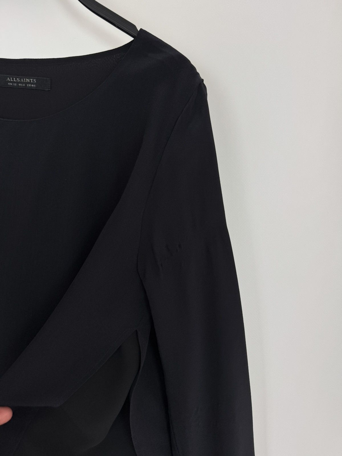 Allsaints AllSaints Black Viscose/Silk Long Sleeve Blouse Size S / US 4 / IT 40 - 9 Thumbnail