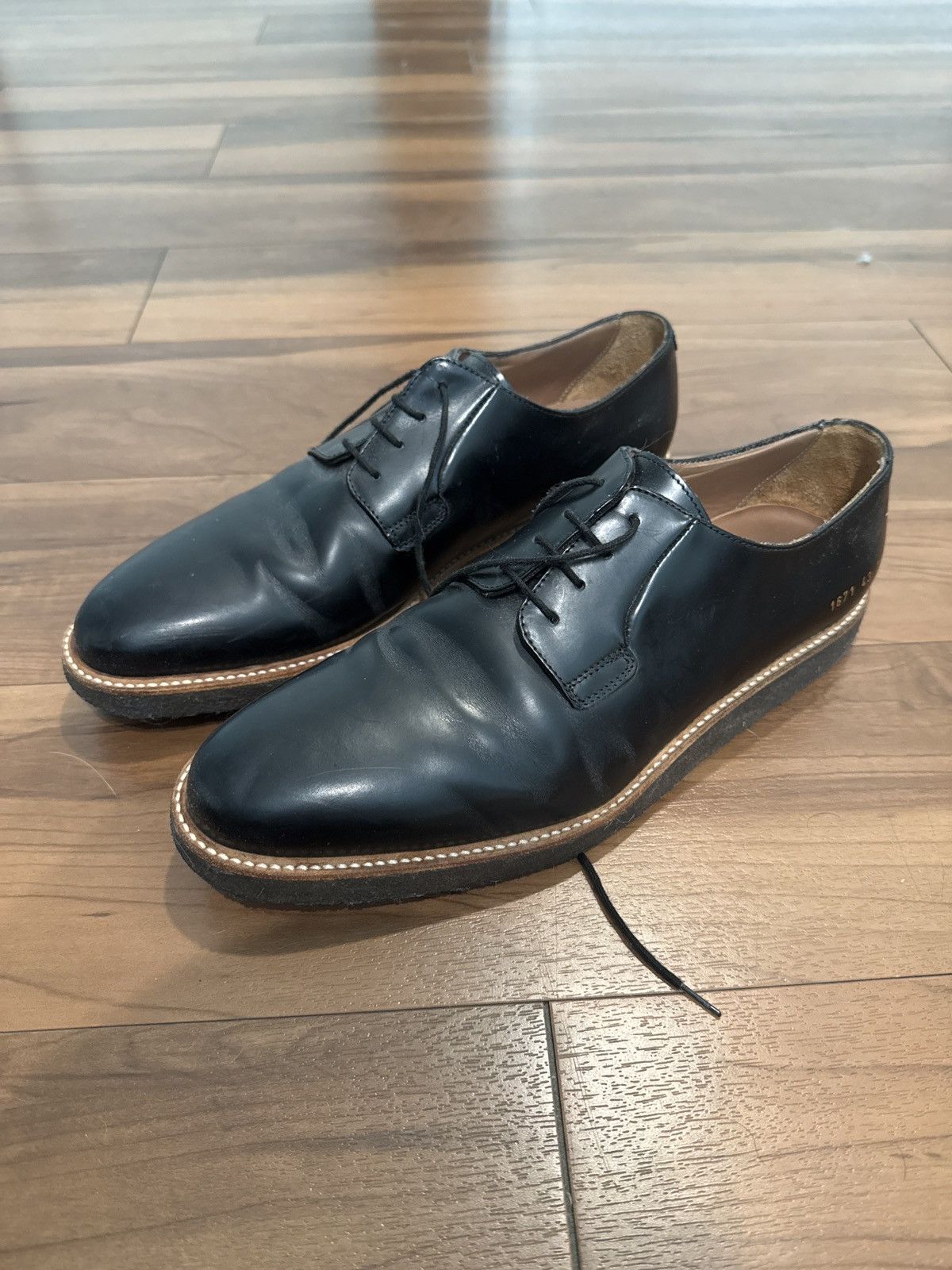 Common Projects Common Projects Black Derby Shine US10/EU43 Size US 10 / EU 43 - 3 Thumbnail