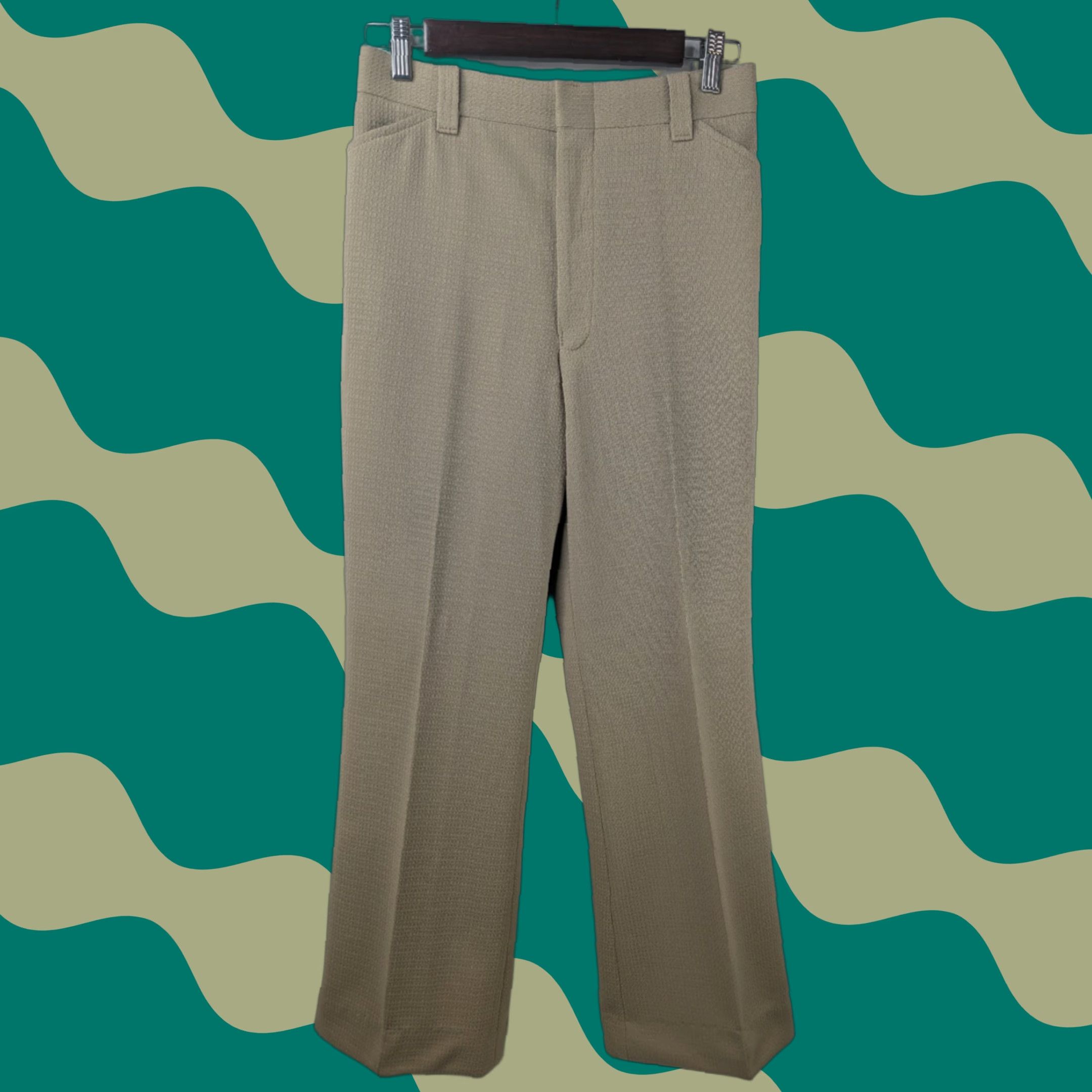 Vintage Vintage Days Slack Beige 1970s Mens Slacks Pants Talon Zipper 27x28 Beige Mens Vintage Pants 27x28 1970s Disco Look Size US 27 - 1 Thumbnail