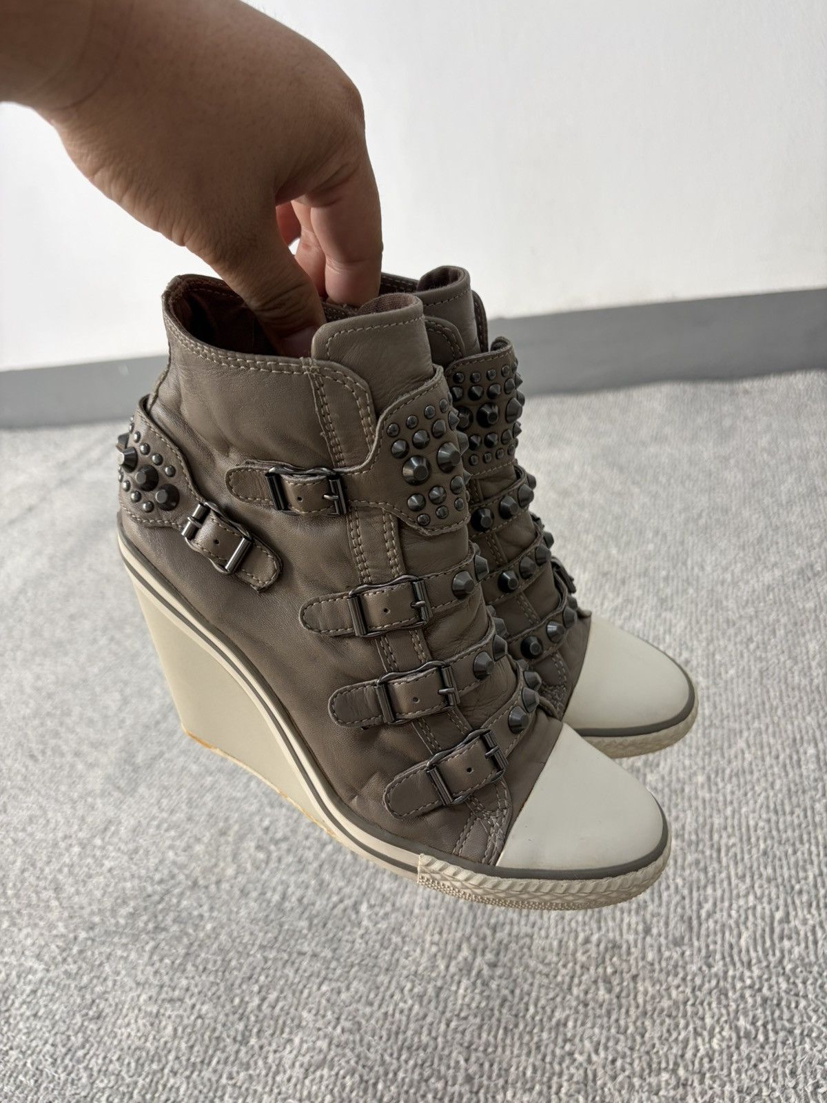 ASH Ash Stud Wedge Genial Buckled Leather Size 38 Size US 8 / IT 38 - 2 Thumbnail