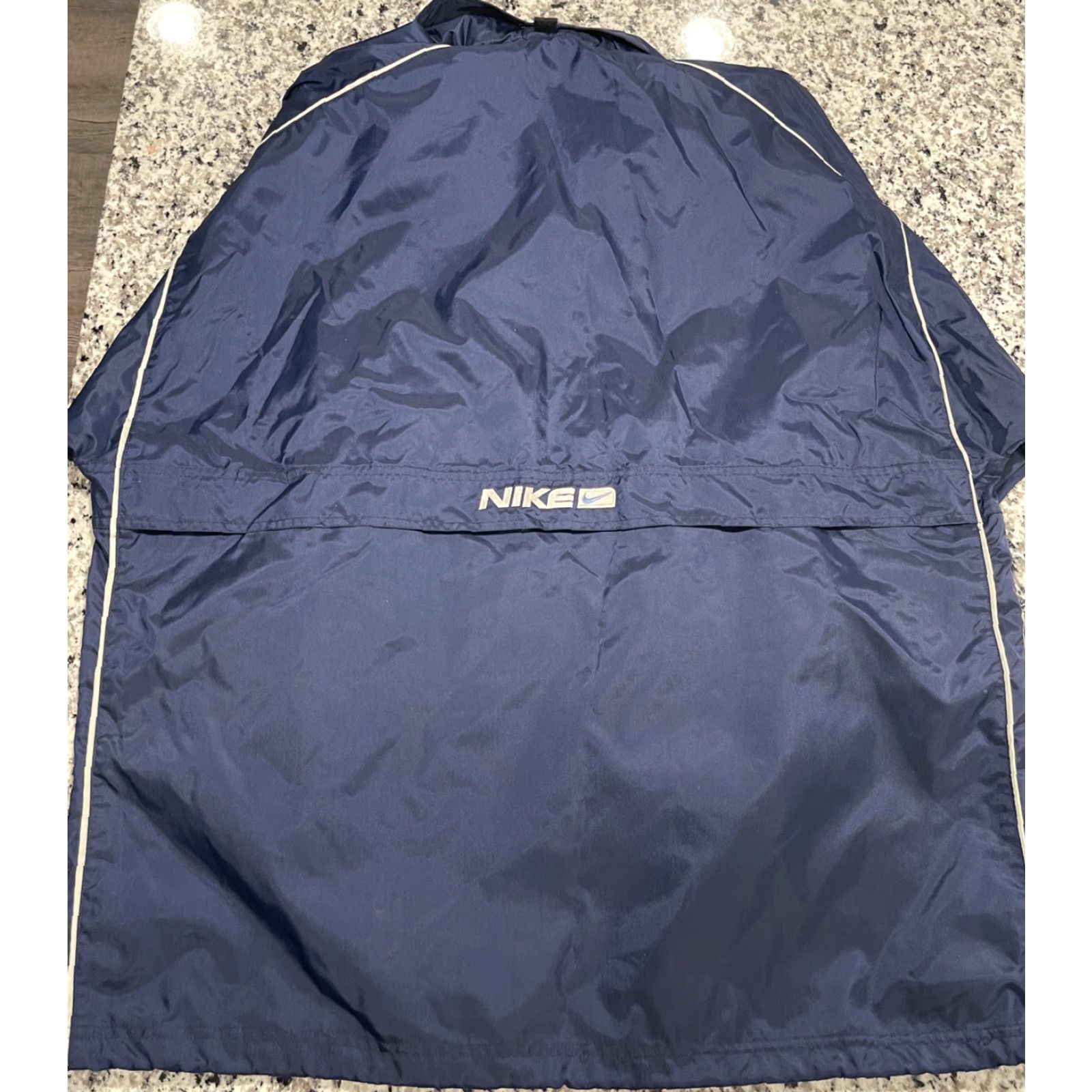 Nike NIKE Windbreaker Jacket GOLF Mens XL Navy Blue Kangaroo Pocket Hood 90s Full Zip Size US XL / EU 56 / 4 - 5 Thumbnail