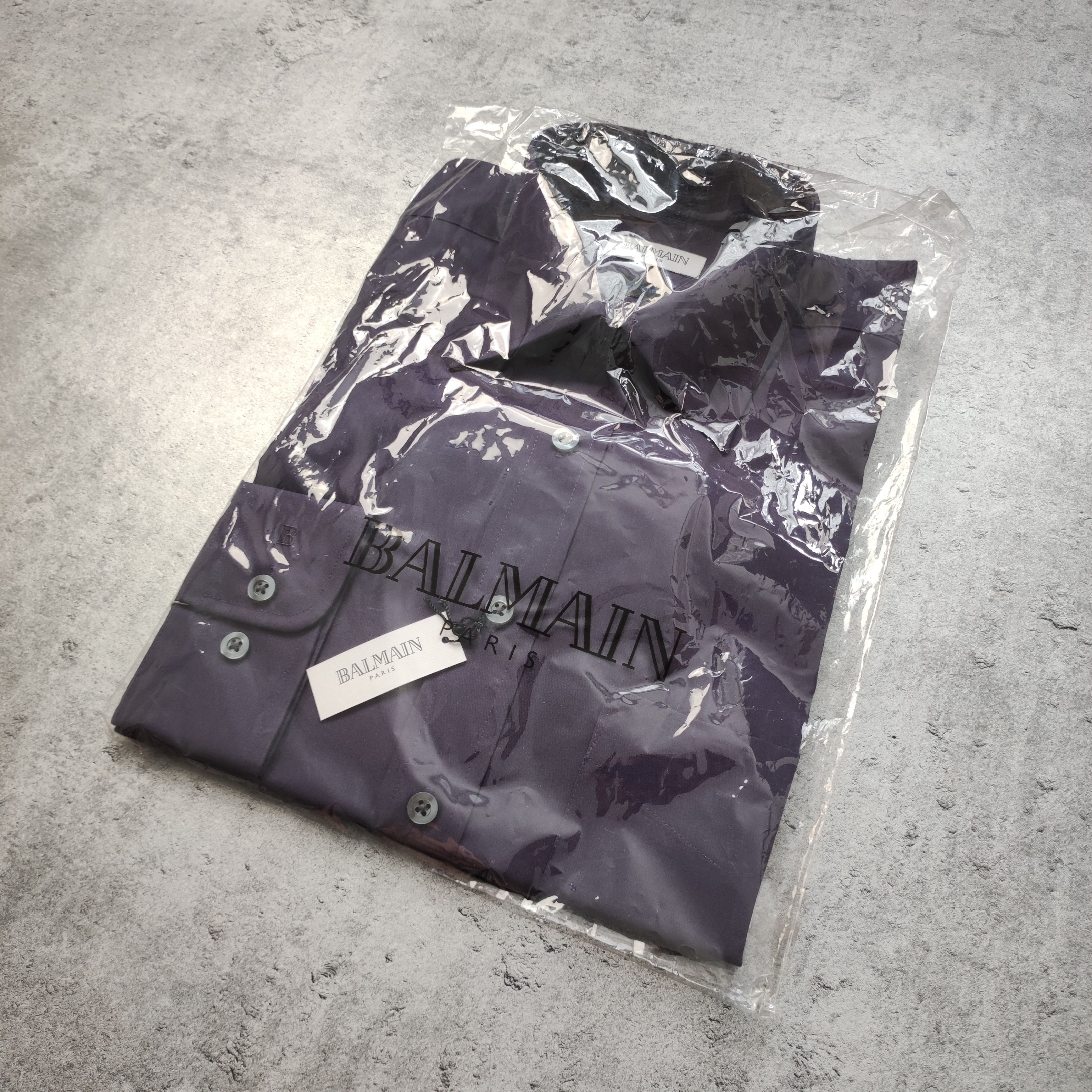 Balmain × Pierre Balmain RARE 90s Brand NEW Balmain Paris Classic Purple B Logo Shirt Size US L / EU 52-54 / 3 - 2 Thumbnail