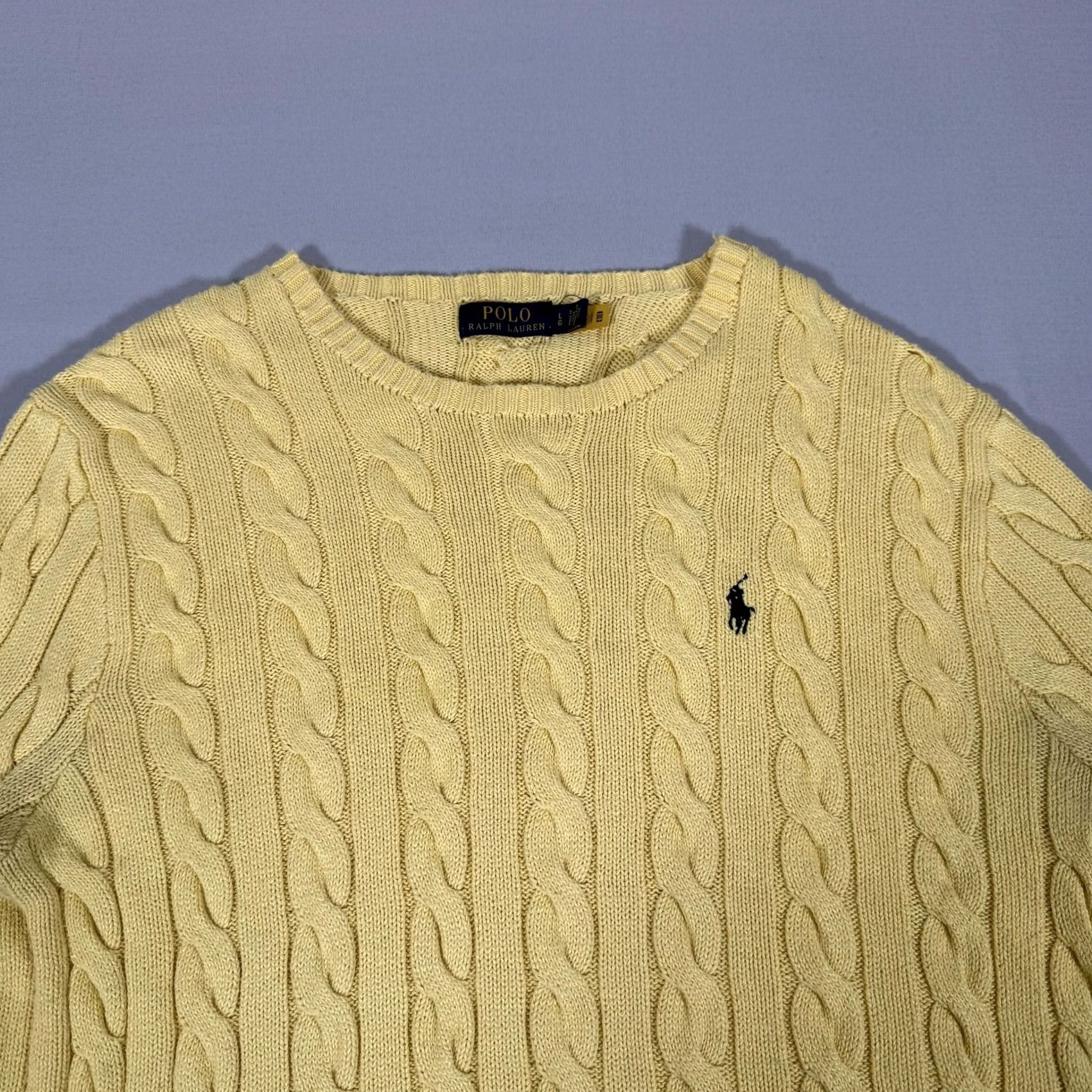 Polo Ralph Lauren Polo Ralph Lauren Sweater Mens Large Yellow Cable-Knit Crewneck Pullover Pony Size US L / EU 52-54 / 3 - 2 Thumbnail