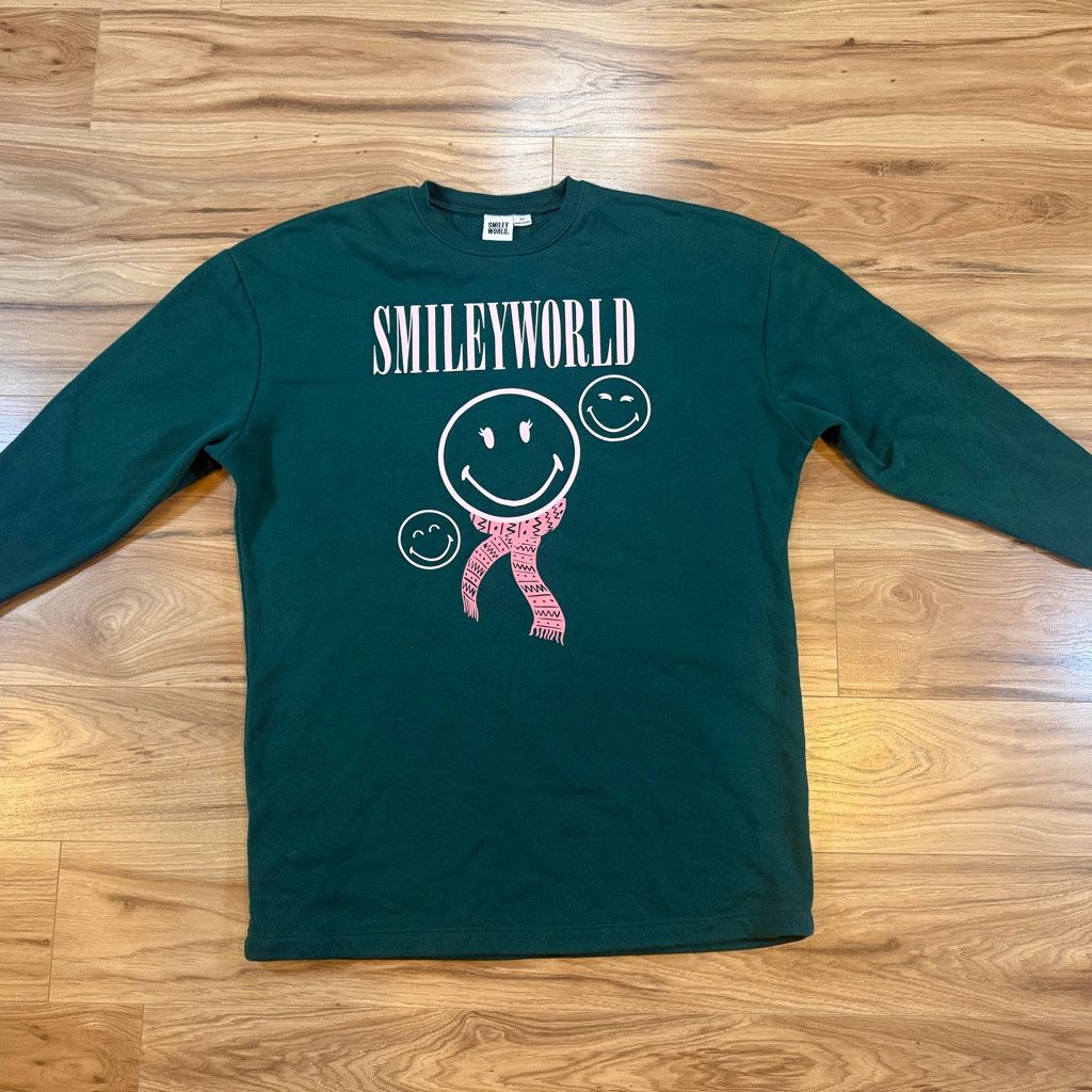 J Brand Smiley World Unisex M Green Graphic Crewneck Sweatshirt Size US M / EU 48-50 / 2 - 1 Thumbnail