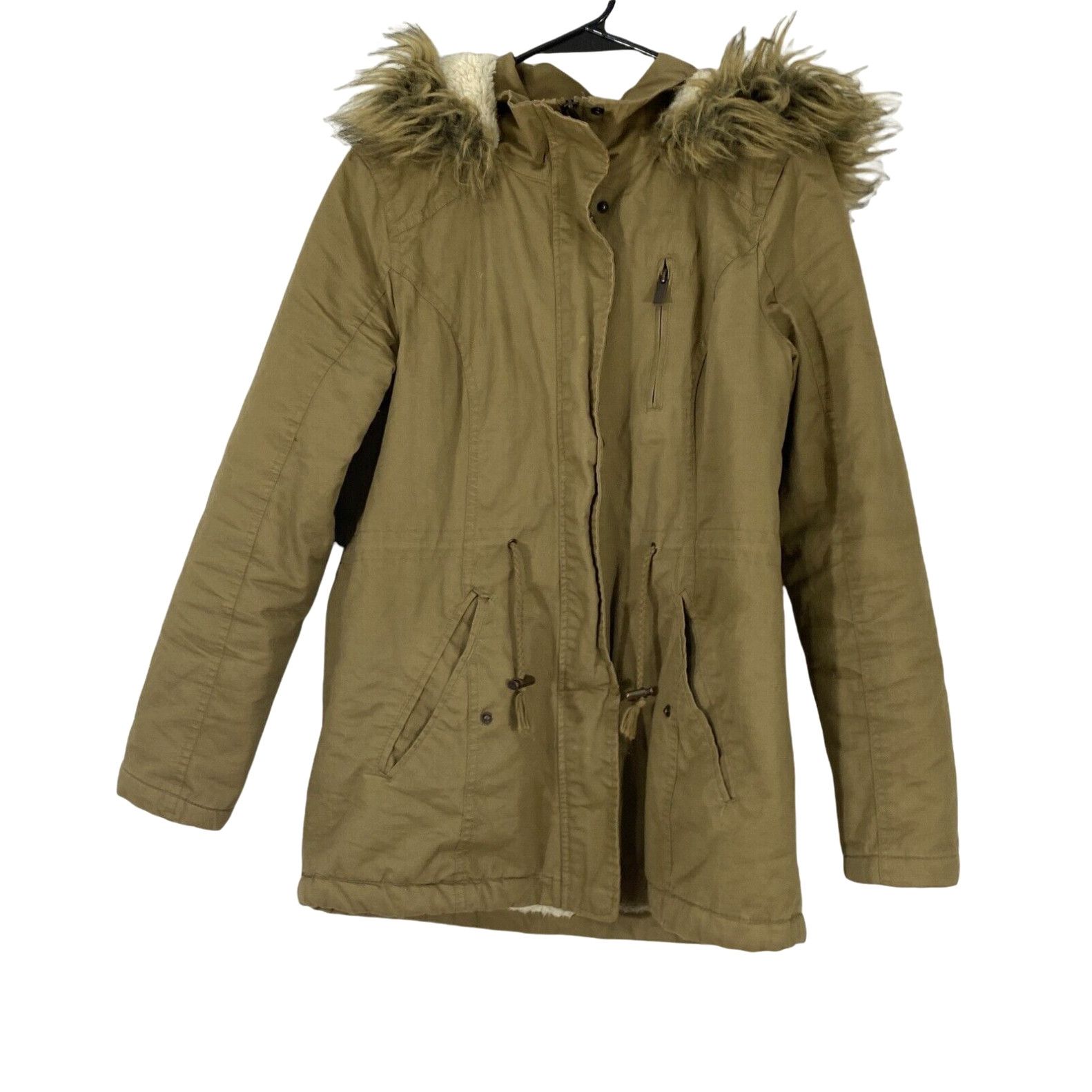 Rue 21 Rue21 Womens Brown Long Sleeves Full Zip Fur Trim Hooded Parka Coat Size Medium Grailed