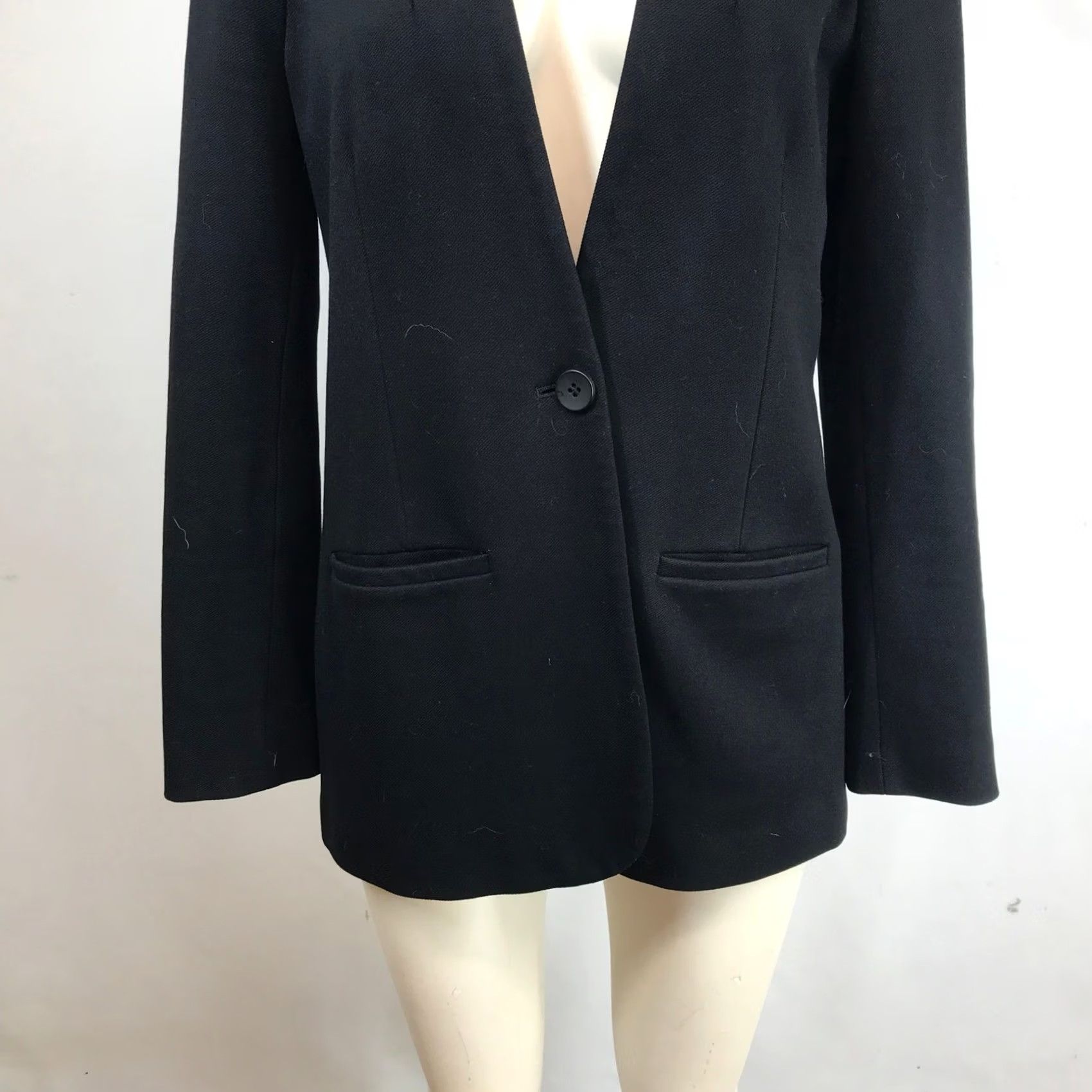 Madewell Madewell Black Collarless Single Button Blazer Jacket Women 6 Regular Long Sleeve Tailored Viscose Blend/0? Size M / US 6-8 / IT 42-44 - 3 Thumbnail