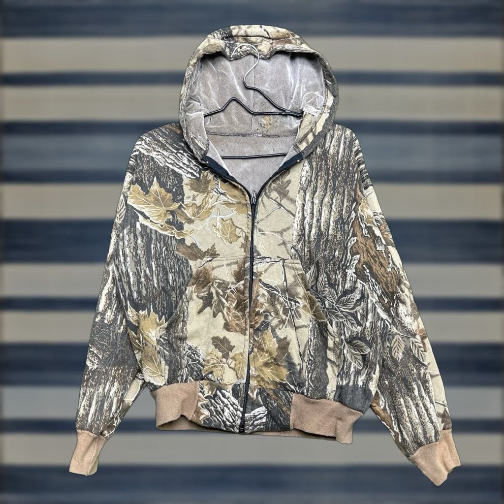 Realtree VINTAGE Realtree Hoodie Men M Brown Camouflage 90s Velour Lined Pullover Zip Crew Neck Mens Hoodie Size US M / EU 48-50 / 2 - 1 Thumbnail