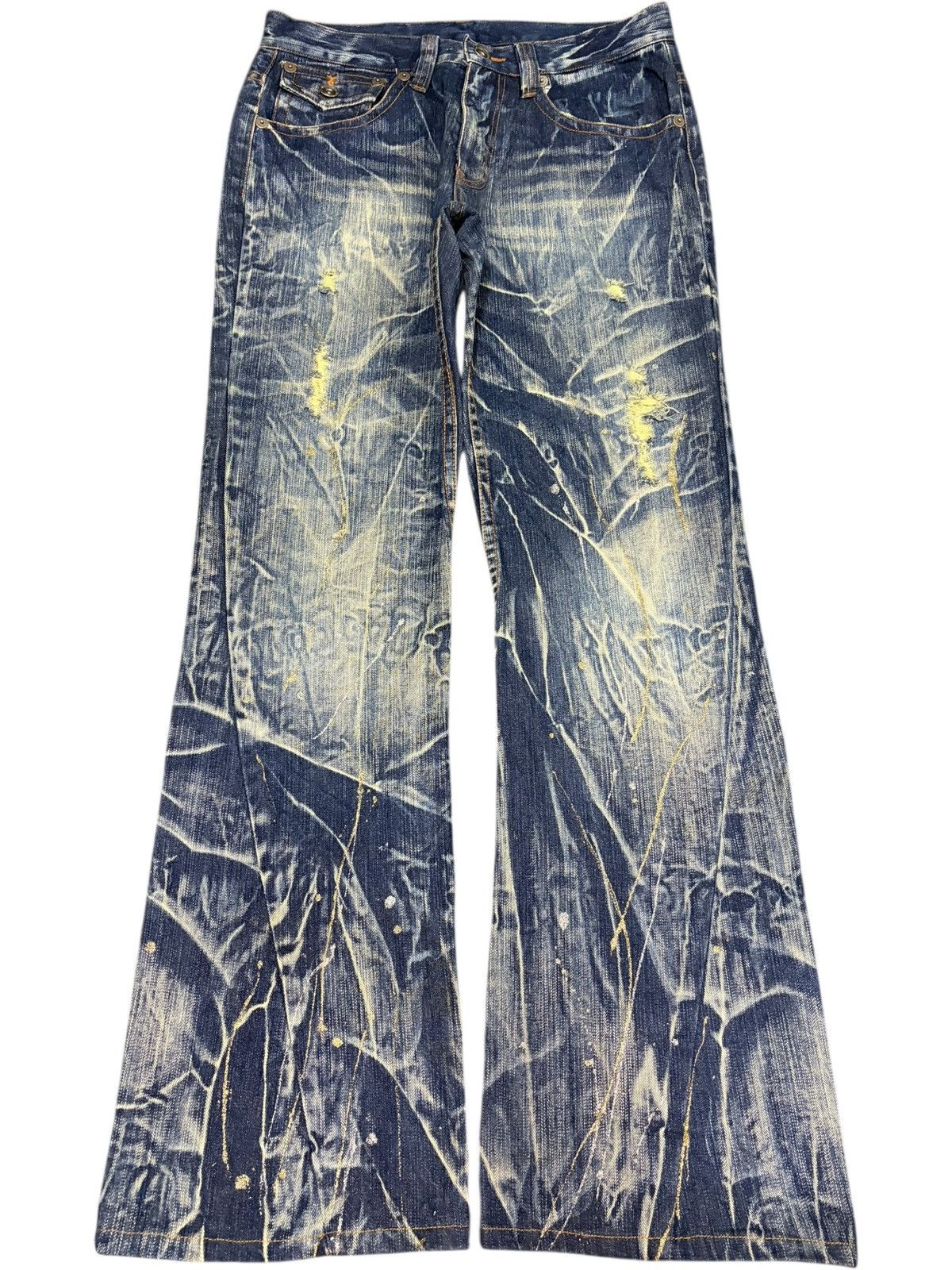 If Six Was Nine Vintage Japanese Brand Rusty Wash Distress Flare Jeans Size US 31 - 1 Thumbnail