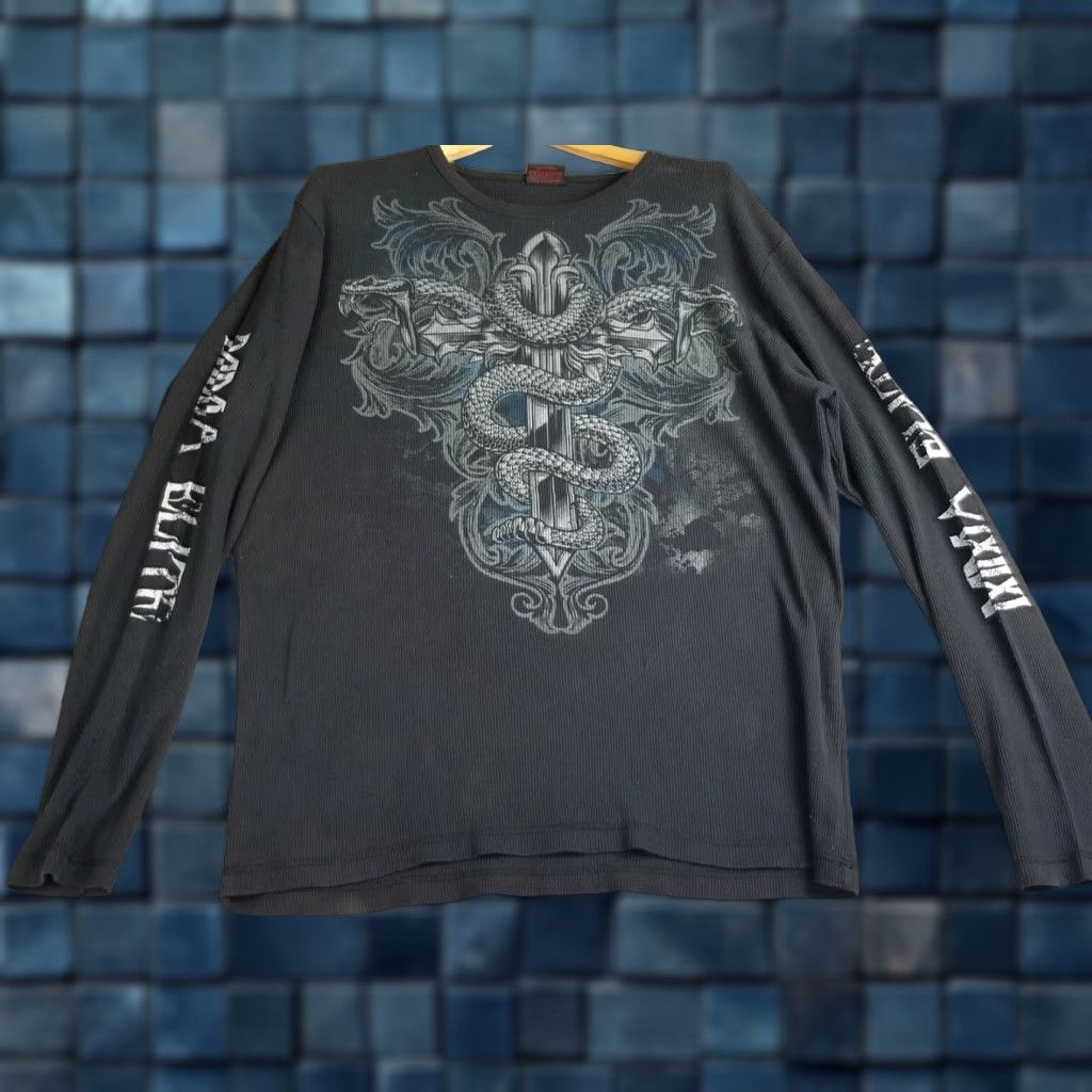 Vintage VINTAGE MMA Elite Long Sleeve Thermal Shirt Men 2XL Black Ground And Pound Grunge Snake Shirt Mens XX L Thermal Size US XXL / EU 58 / 5 - 1 Thumbnail