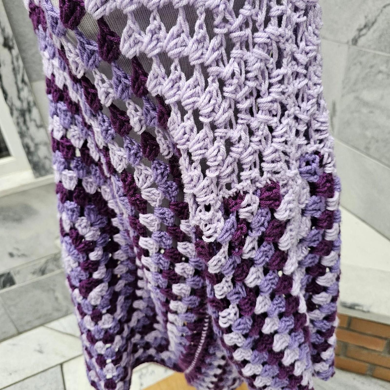 Other Women's Purple Handmade Crochet Sweater Dress Size ONE SIZE - 8 Thumbnail