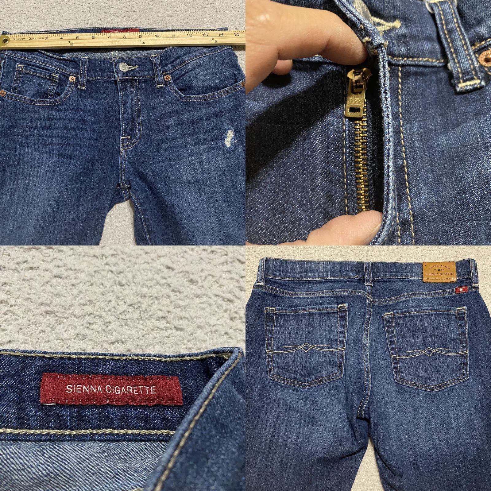 Lucky Brand Lucky Brand Jeans Womens 2 Denim Blue Slim Skinny Distressed Mid Rise Pocketed Denim (Keep to original words, but must fit rules) Size 26" / US 2 / IT 38 - 8 Thumbnail