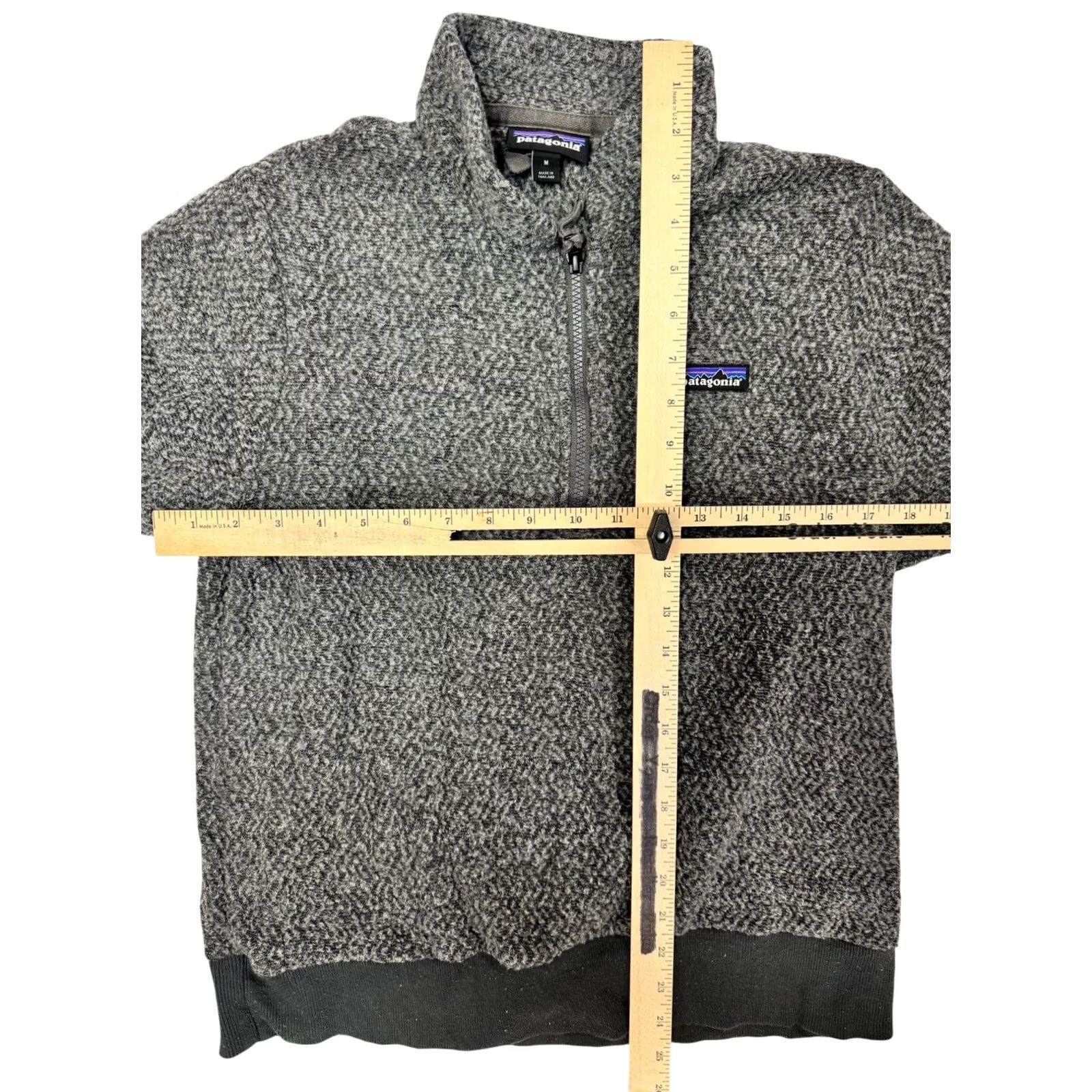 Patagonia Patagonia Women's M Gray Quarter Zip Fleece Jacket Pullover Wool Blend Polyester Blend Heather Knit Fabric Size M / US 6-8 / IT 42-44 - 3 Thumbnail