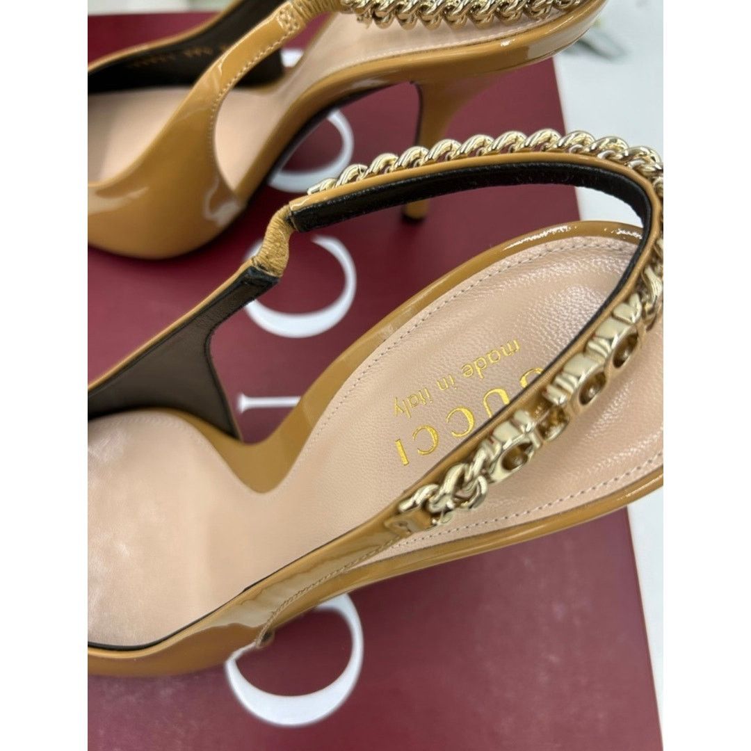 Gucci Gucci Signoria chain patent sling back pumps size 39.5 Size US 9.5 / IT 39.5 - 7 Thumbnail