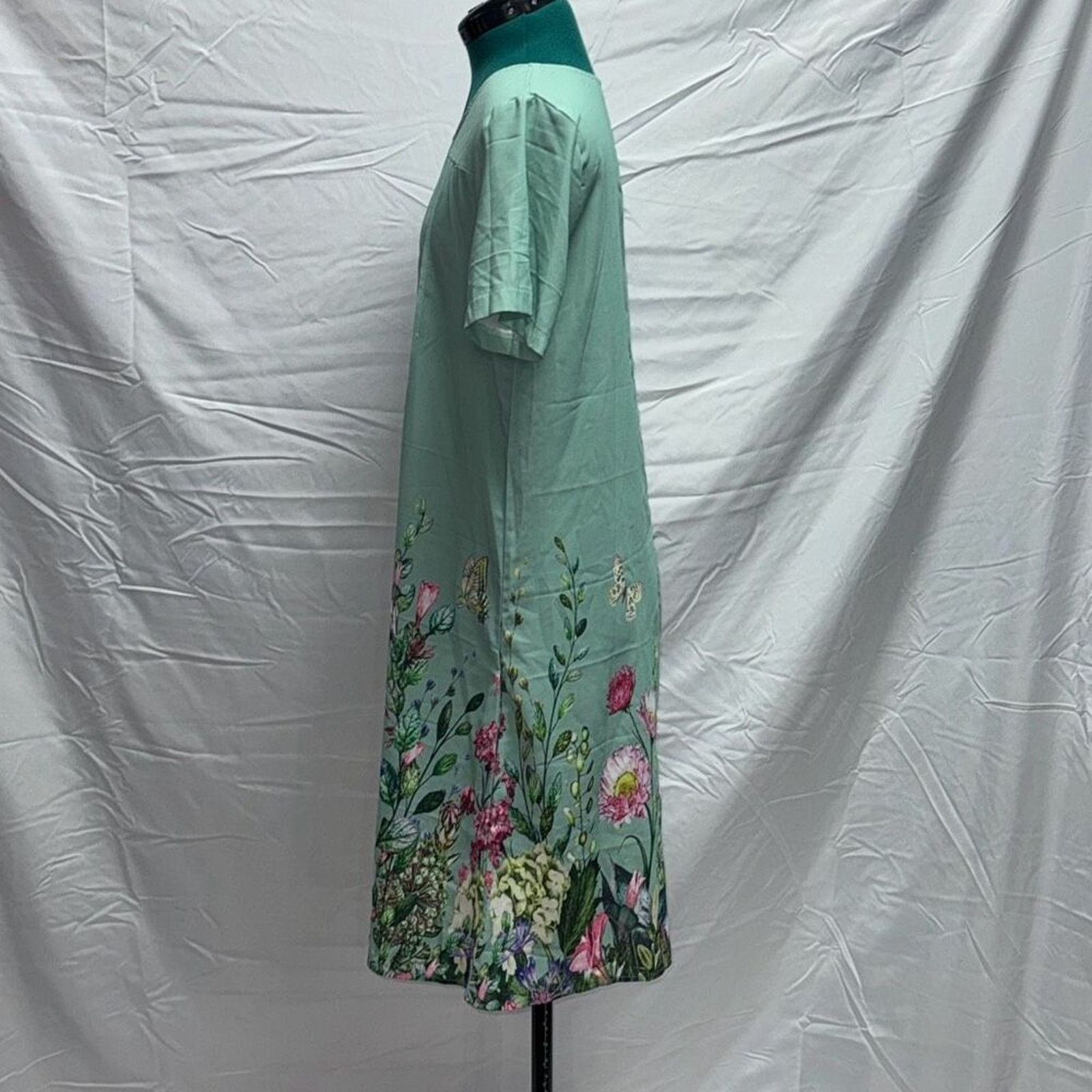 Other Teal Shift Dress with Floral Pattern Trim | Sz M Size M / US 6-8 / IT 42-44 - 5 Thumbnail