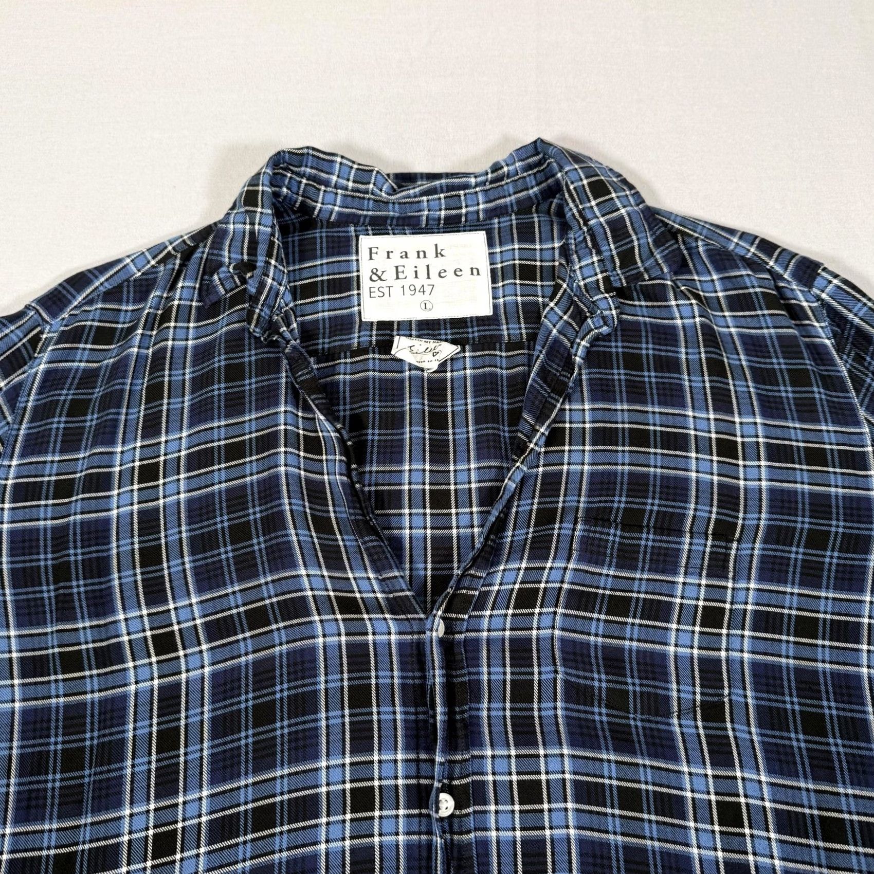Frank & Eileen Frank & Eileen Button-Up Shirt Women Large Blue Plaid Modal Italy Eileen Relaxed Lightweight Casual Vintage No Size L / US 10 / IT 46 - 2 Thumbnail