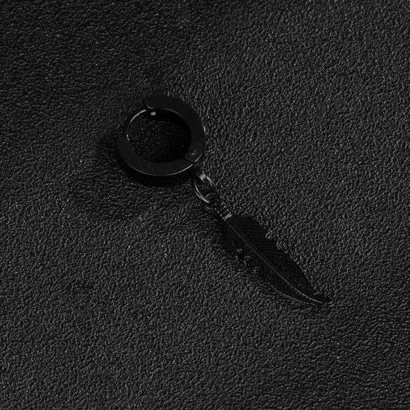 Other 1Pc Stainless Steel Unisex Drop Earring (Black) Size ONE SIZE - 2 Thumbnail