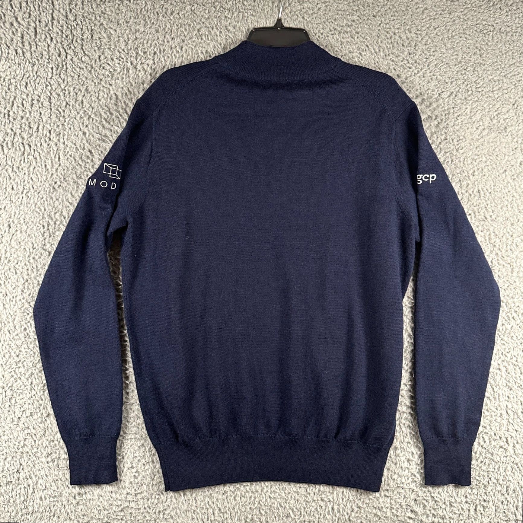 Peter Millar VINTAGE Peter Millar 1/4 Zip Sweater Men's Medium Solid Blue Merino Wool Blend Flaw Pullover Zip Mock Neck"} Size US M / EU 48-50 / 2 - 6 Thumbnail