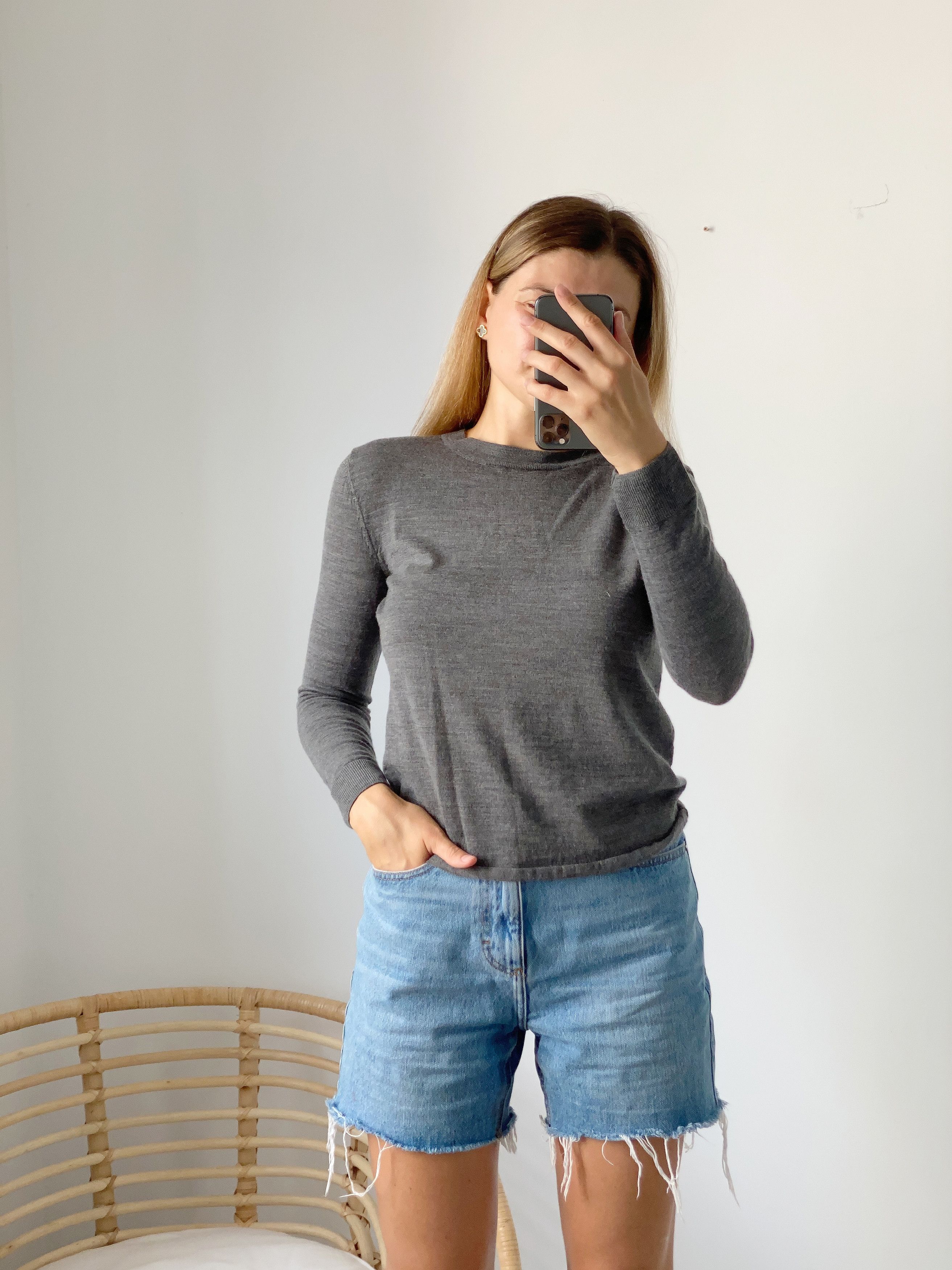 Designer Stefanel Sweater Jumper Grey Soft Wool for Ladies / Women's Size S / US 4 / IT 40 - 2 Thumbnail