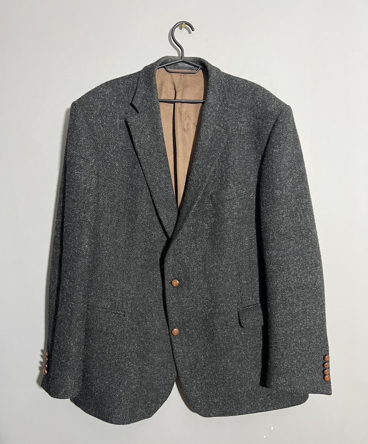 Harris Tweed × Vintage Vintage Harris Tweed Dark Gray Classic Blazer Two Button Size US XL / EU 56 / 4 - 1 Thumbnail