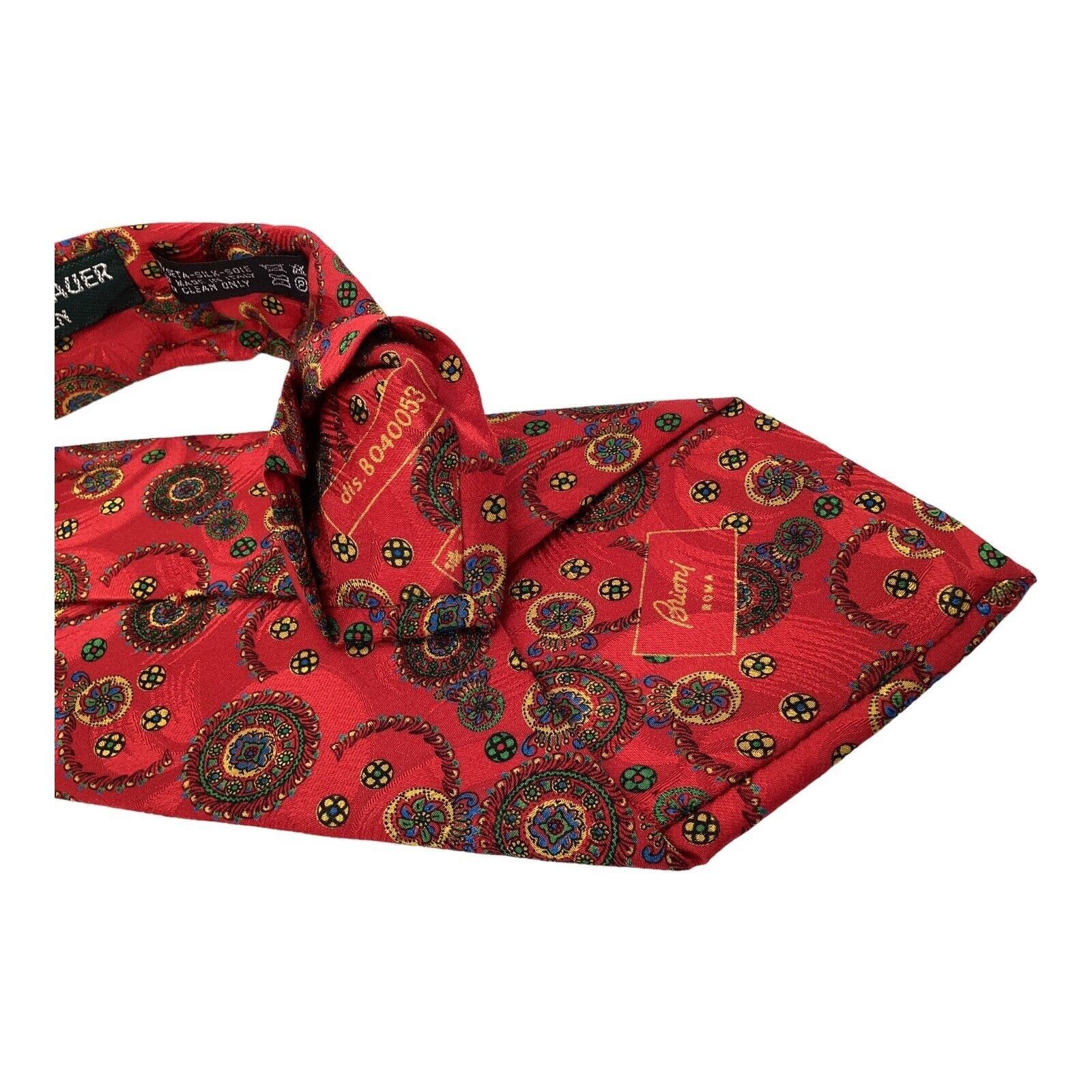Brioni BRIONI Red Flower Print Luxury Designer Silk Tie Made In Ita Size ONE SIZE - 5 Thumbnail
