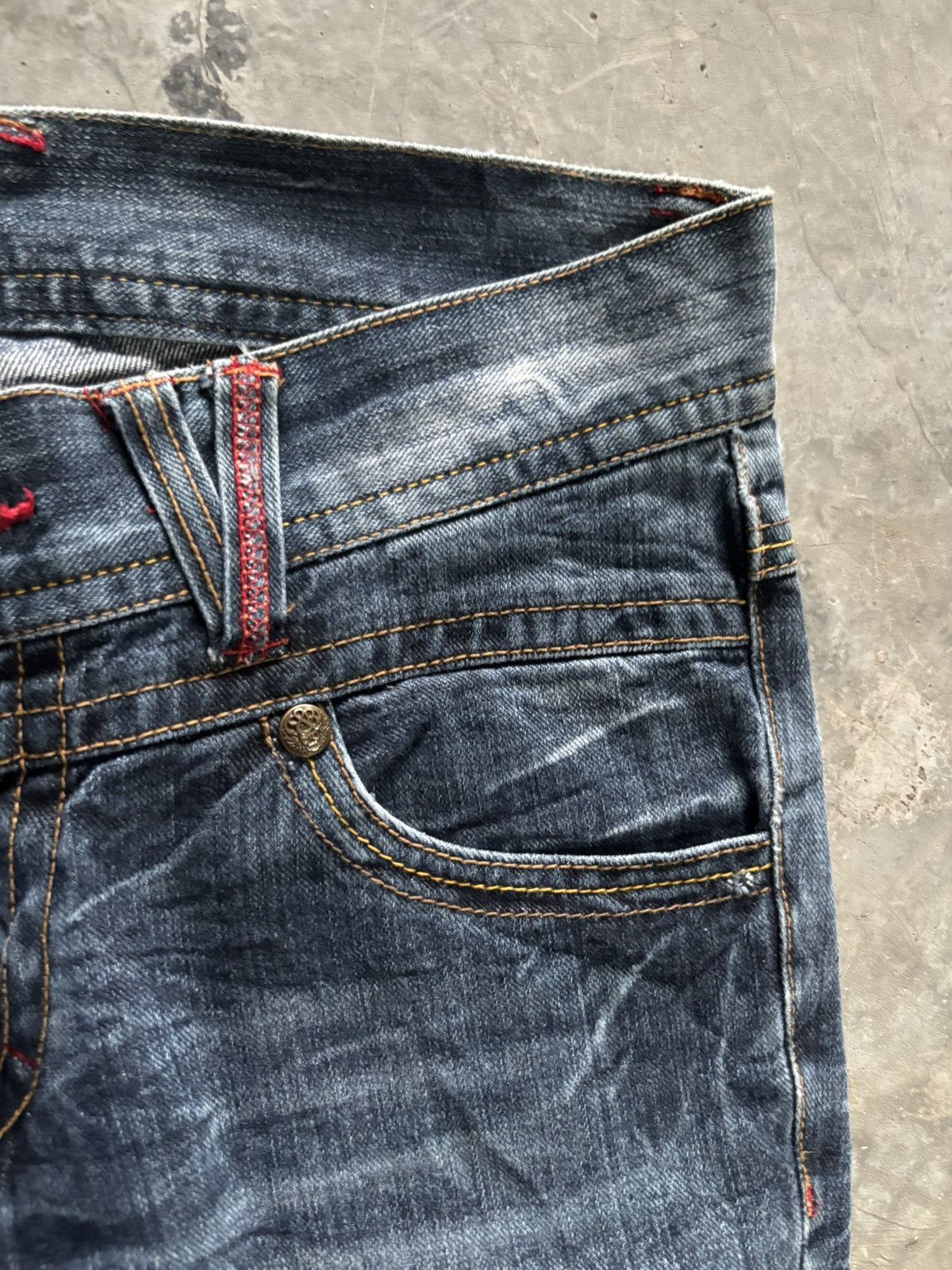 14th Addiction Y2K fade wash jeans skull japanese denim distressed Size US 31 - 8 Thumbnail