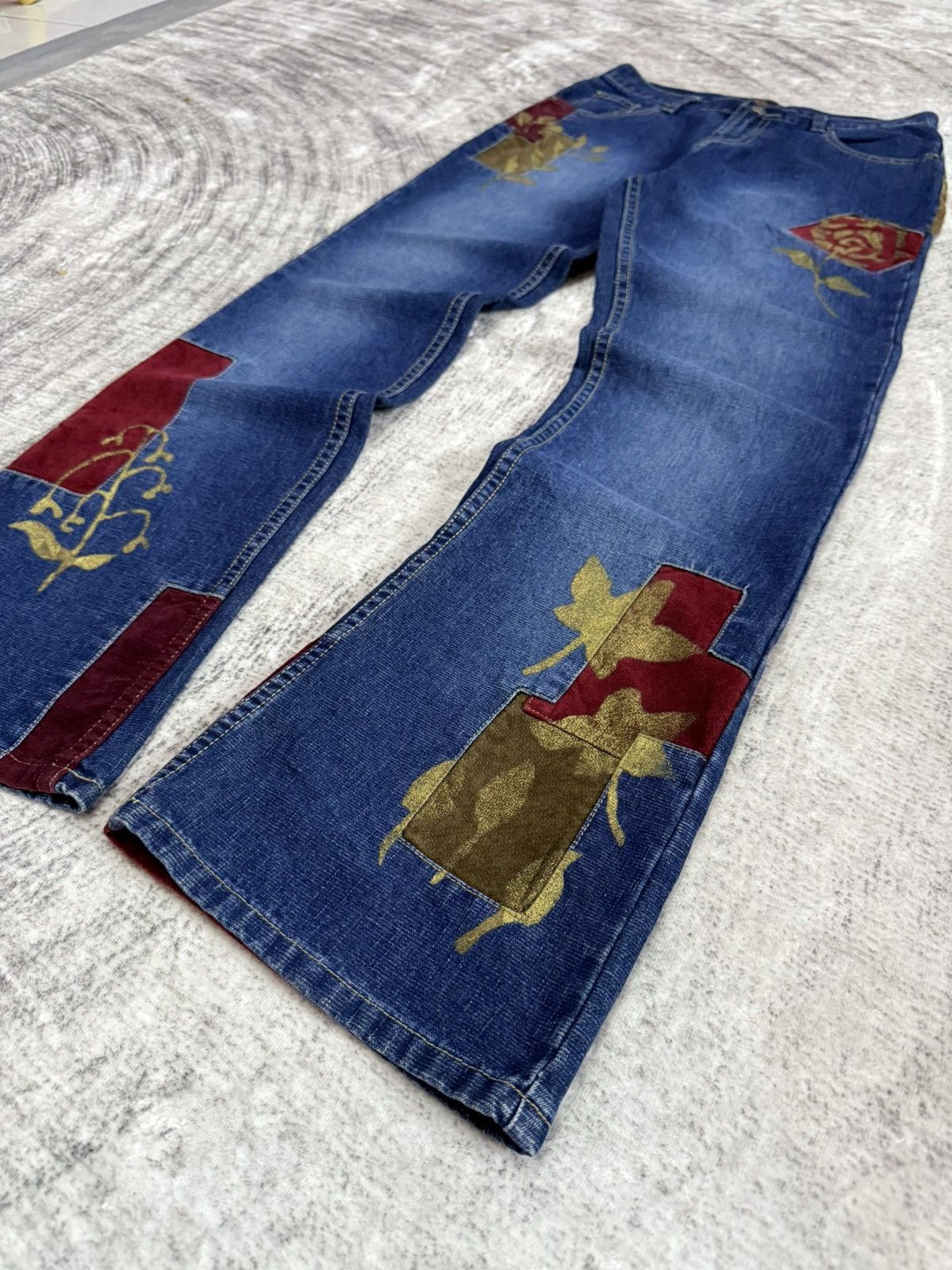Japanese Brand × Tornado Mart Tornado Mart Style Patch Work Flared Jeans Route 66 Size US 28 / EU 44 - 14 Thumbnail