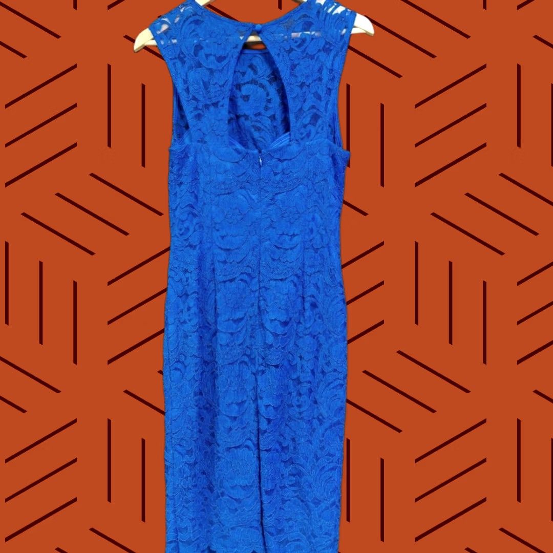Vintage XSCAPE By Joanna Chen Dress Women Size 12 Blue Solid Lace Sleeveless Size XL / US 12-14 / IT 48-50 - 1 Thumbnail