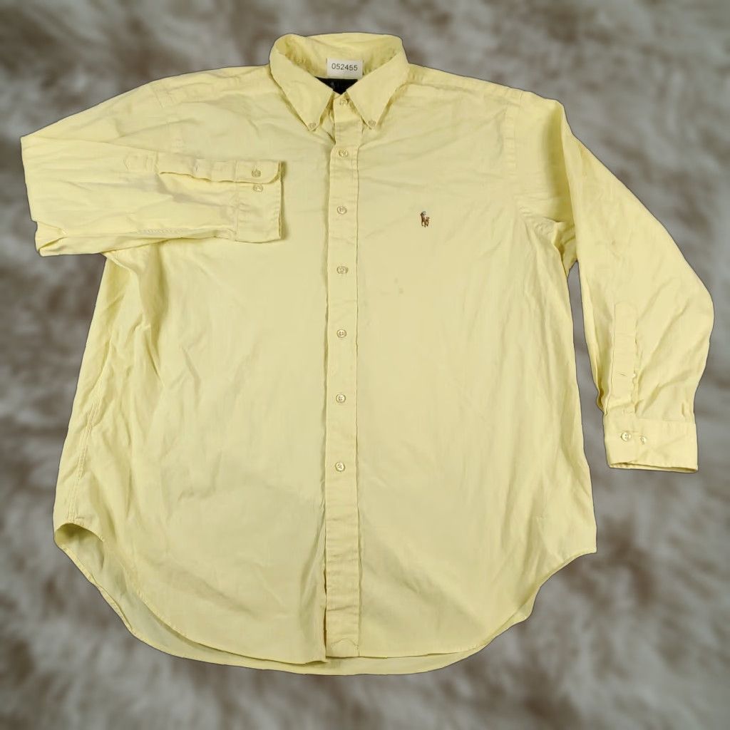 Ralph Lauren Ralph Lauren Shirt Mens 17.5 Yellow Pony Dress Button Up Long Sleeve Shirt Size 46R - 1 Thumbnail