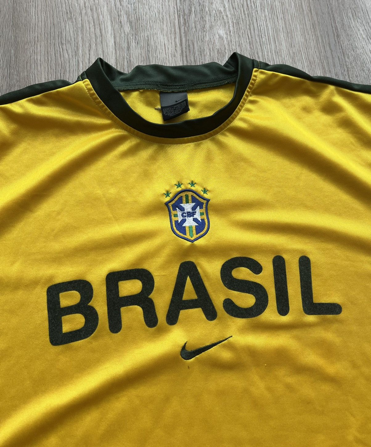 Nike × Vintage Vintage Nike Brasil Yellow Soccer T-Shirt Football Jersey Size US L / EU 52-54 / 3 - 7 Thumbnail